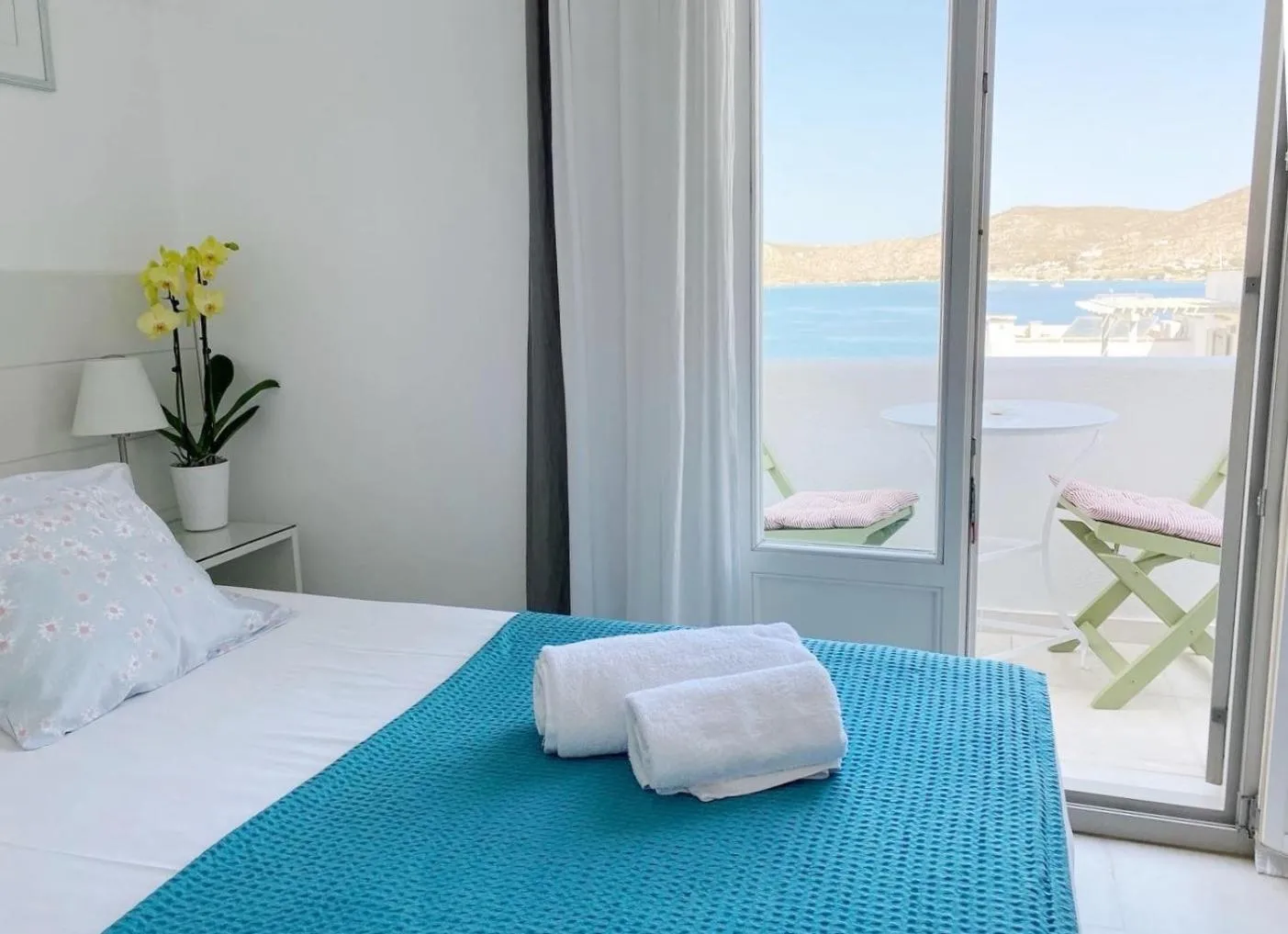 Bed in Anthos Apartments