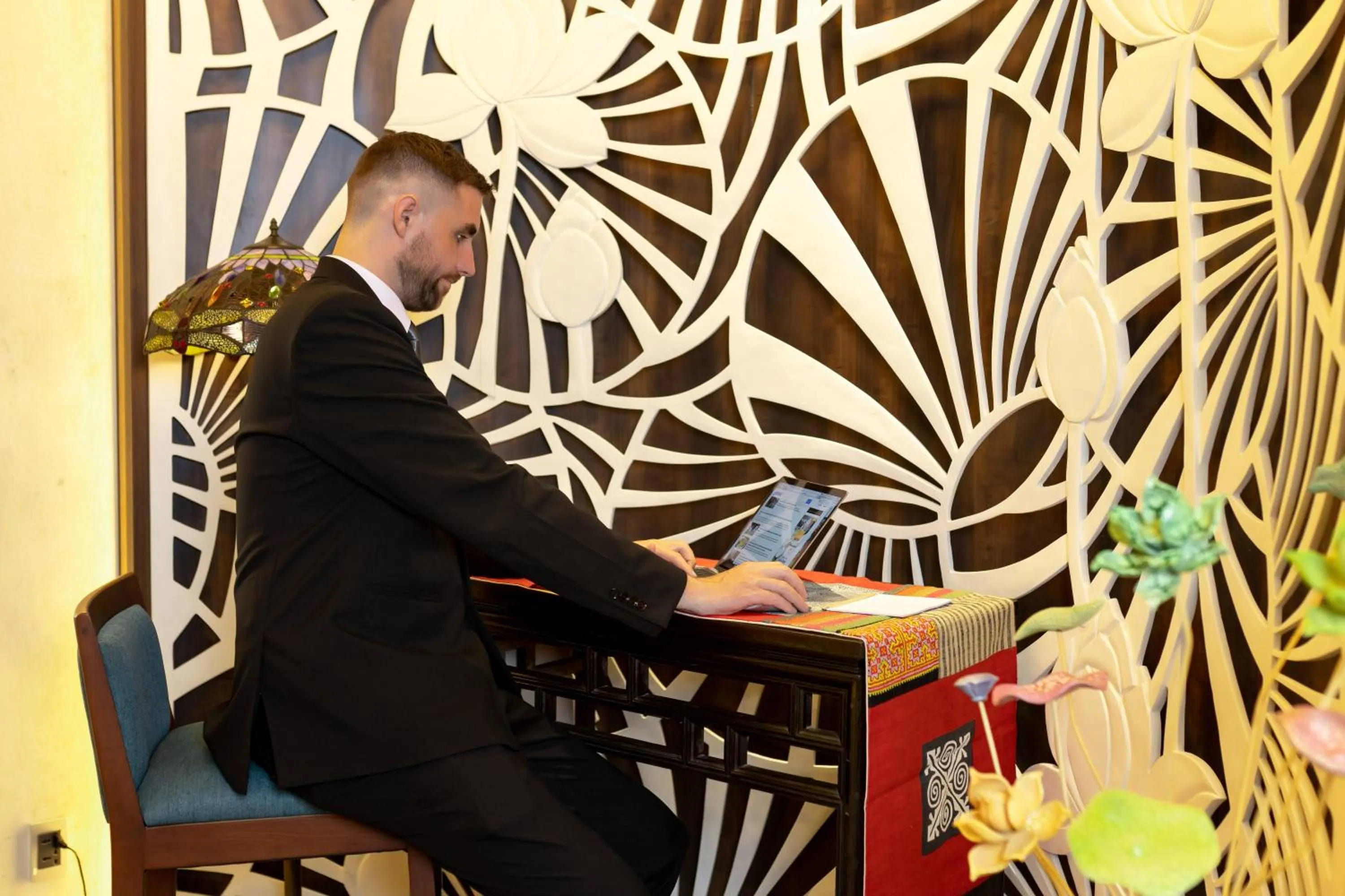 Lobby or reception in White Lotus Hue Hotel