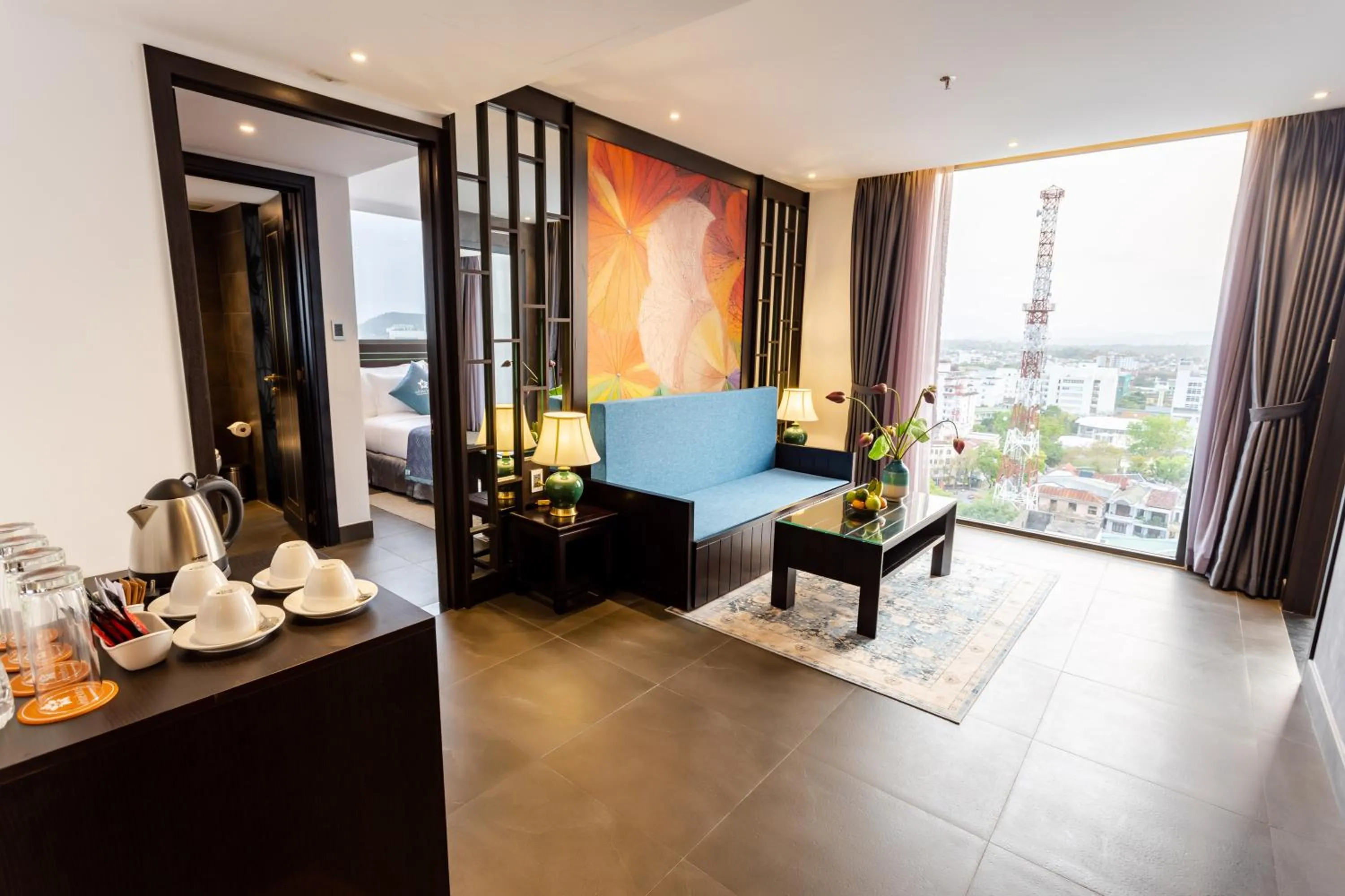 Living room in White Lotus Hue Hotel