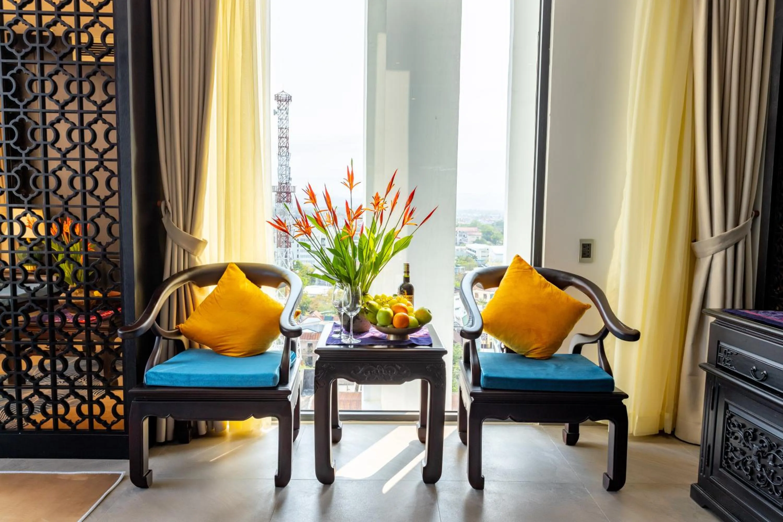 Seating area in White Lotus Hue Hotel