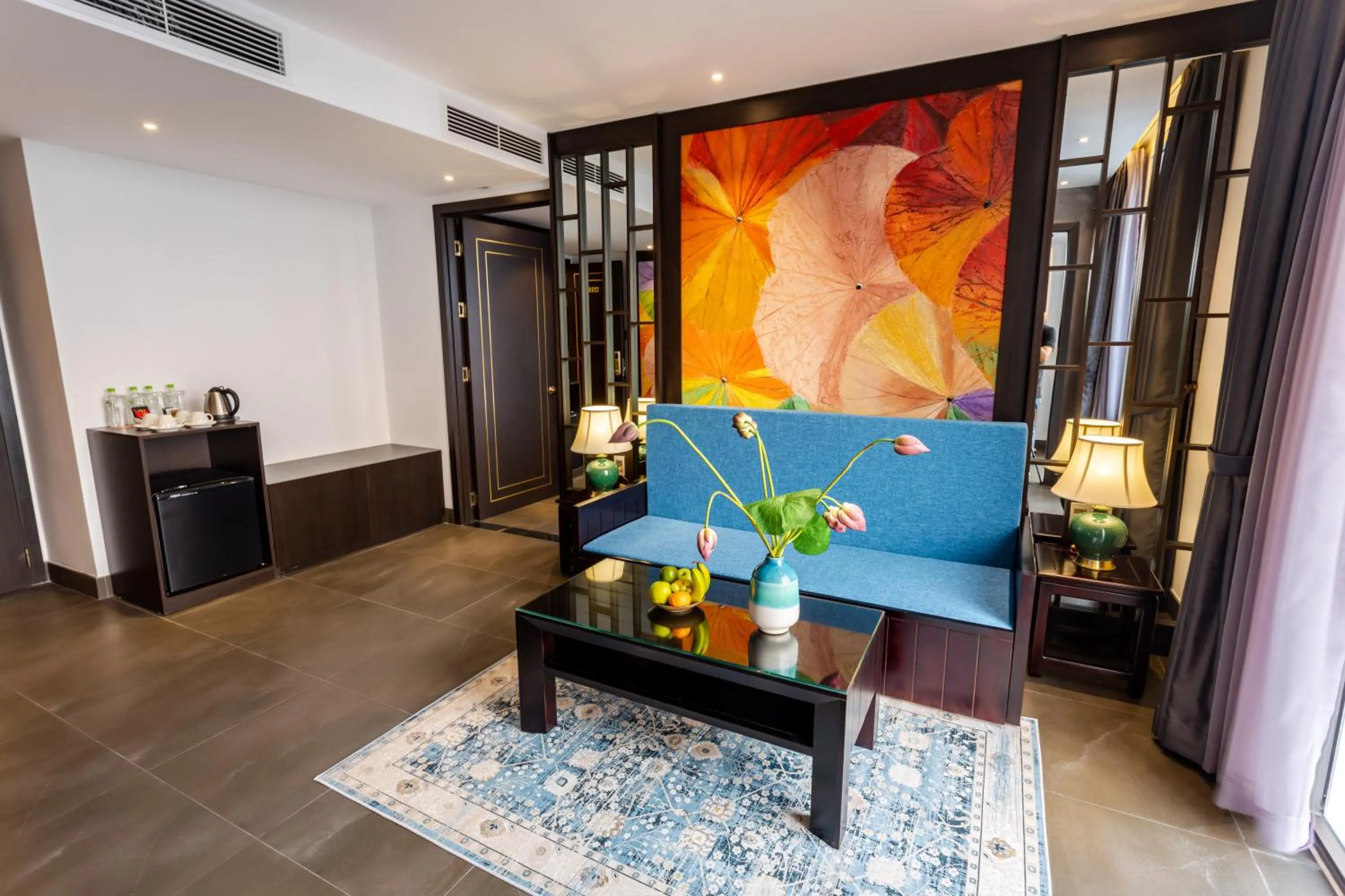 Living room in White Lotus Hue Hotel