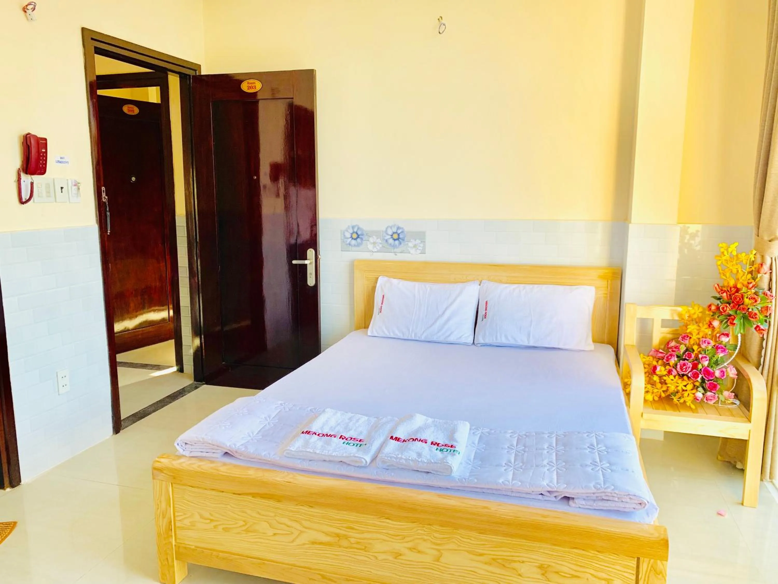 Bed in Mekong Rose Hotel