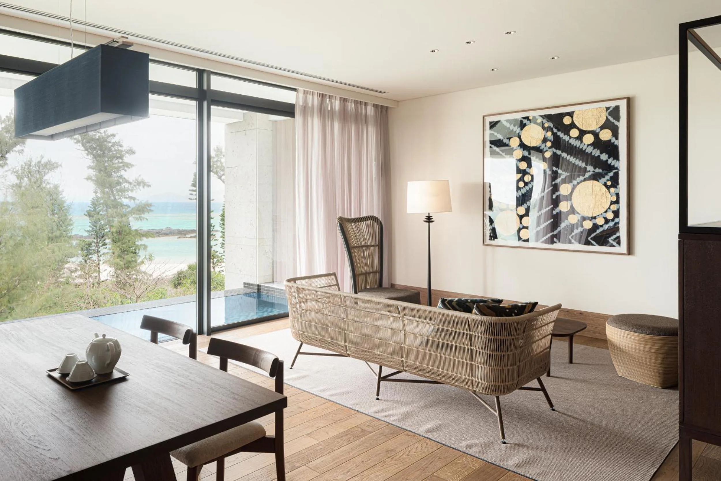 Living room in UMITO Okinawa Onnason