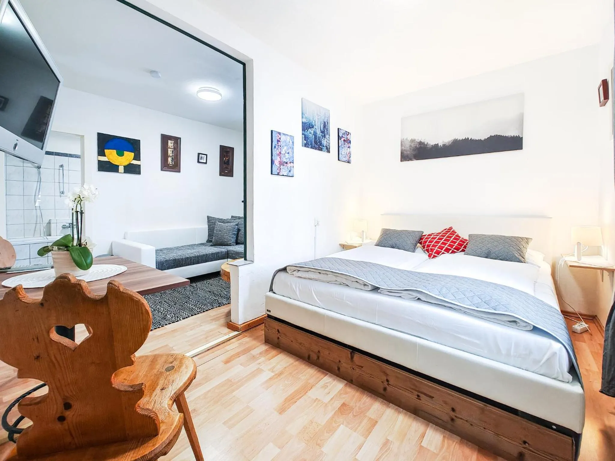 Living room, Bed in Partenerhof