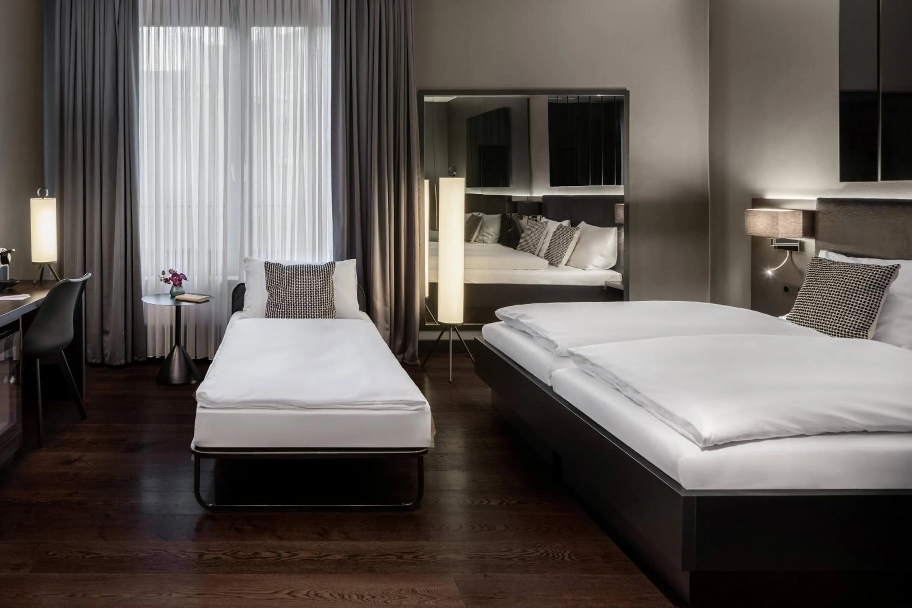 Bed in Hotel AMANO Düsseldorf