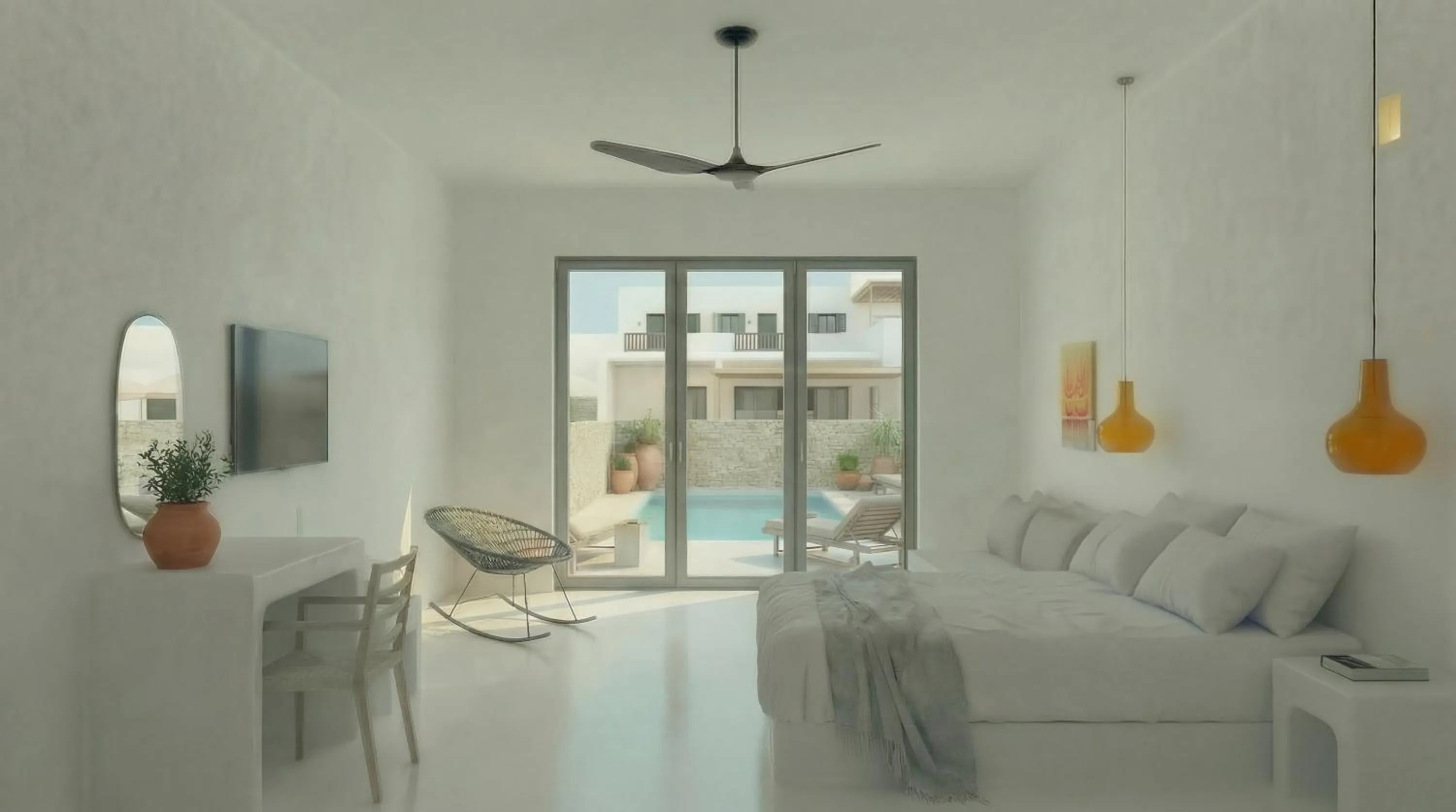 Bedroom in Koukoumi Vegan Boutique Hotel