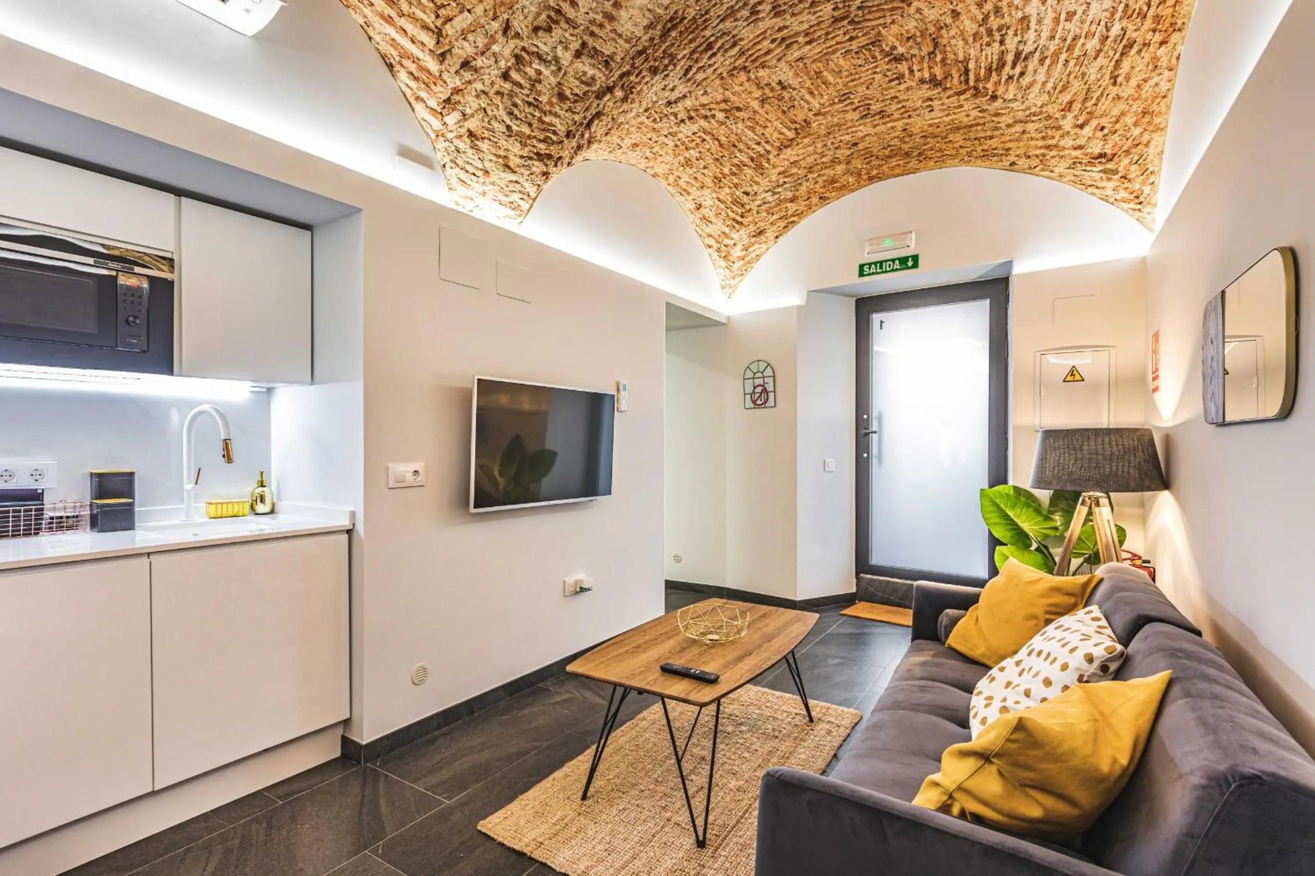 Kitchen or kitchenette in Apartamentos Cáceres Central Suites
