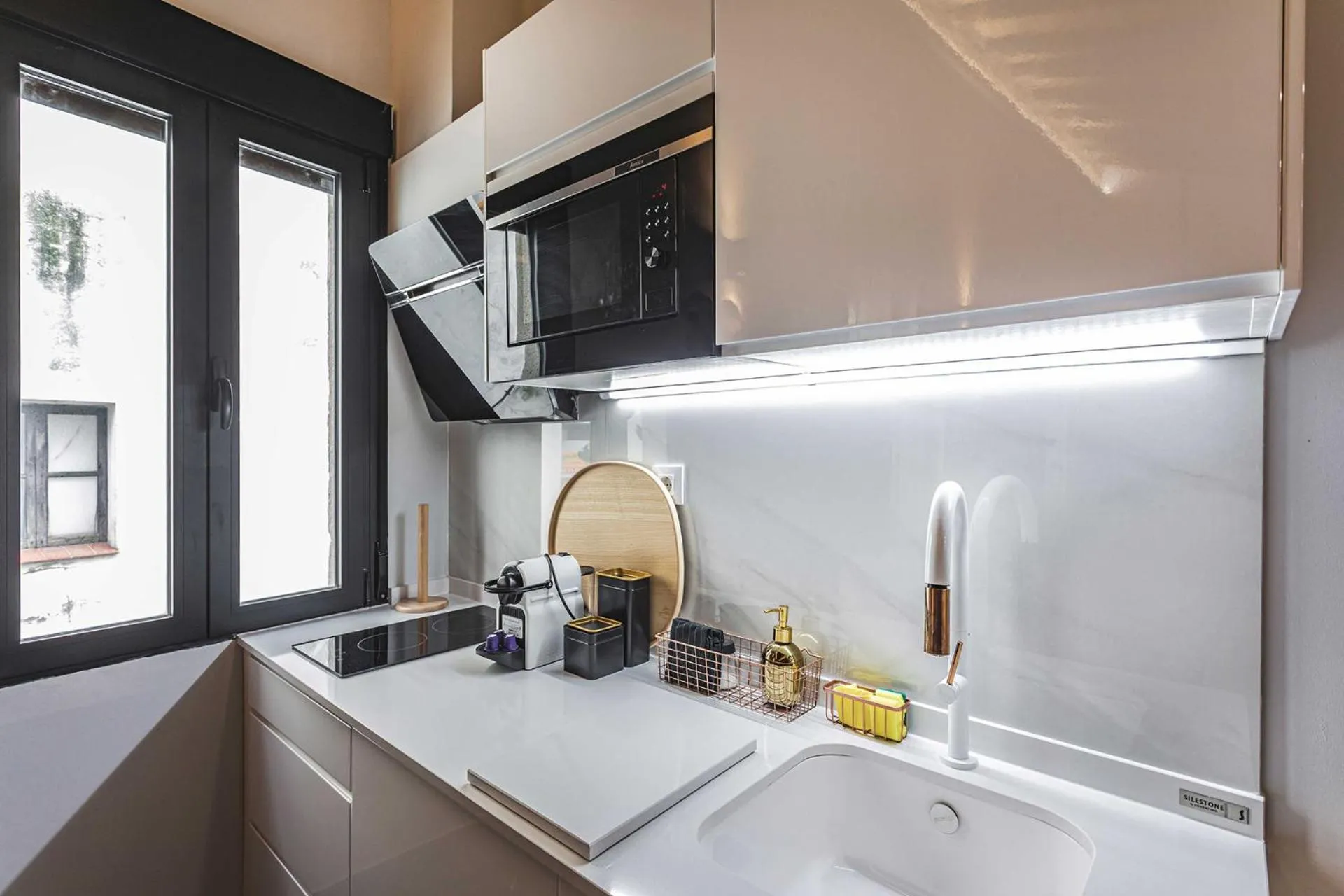 Kitchen or kitchenette in Apartamentos Cáceres Central Suites