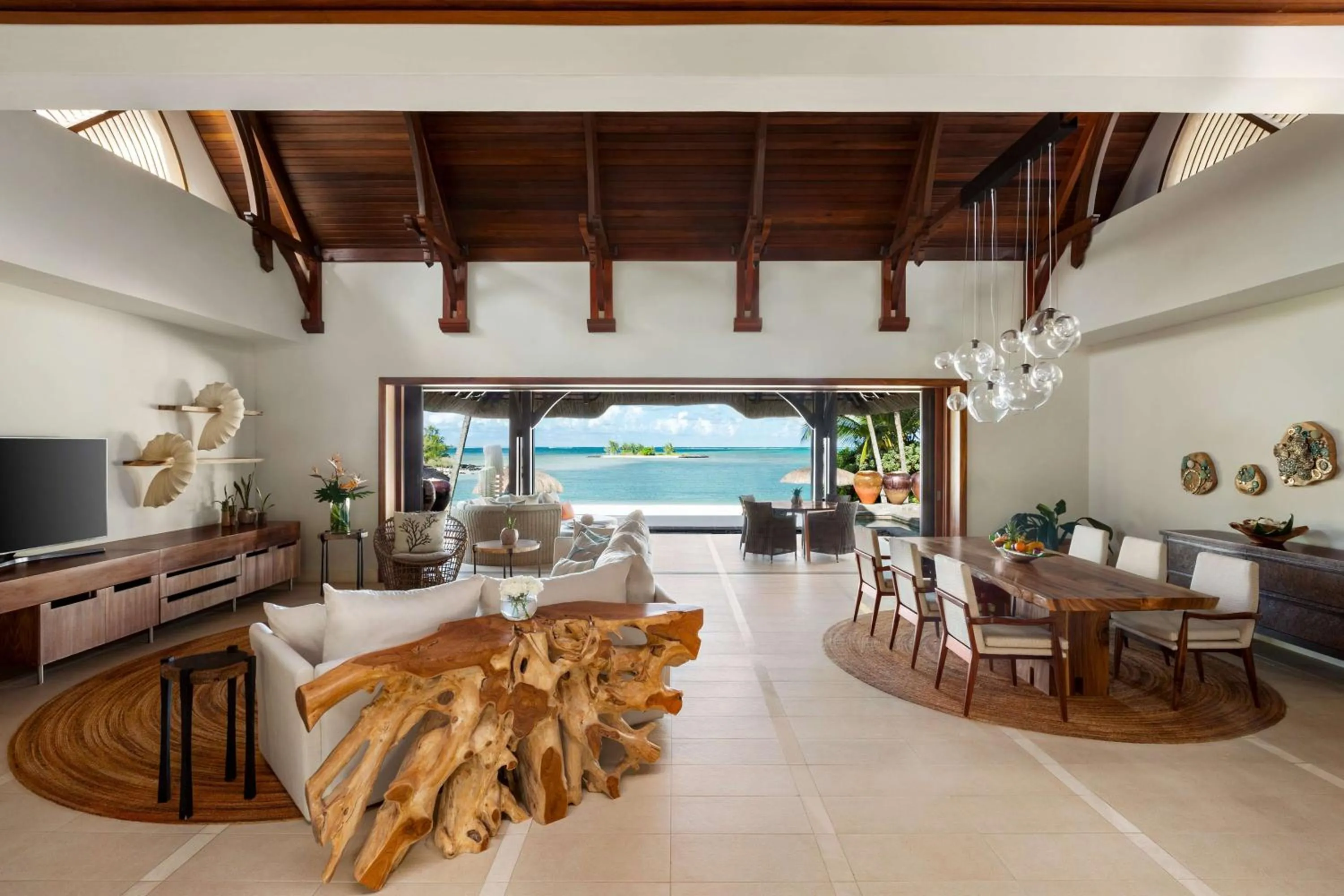Living room in Shangri-La Le Touessrok, Mauritius