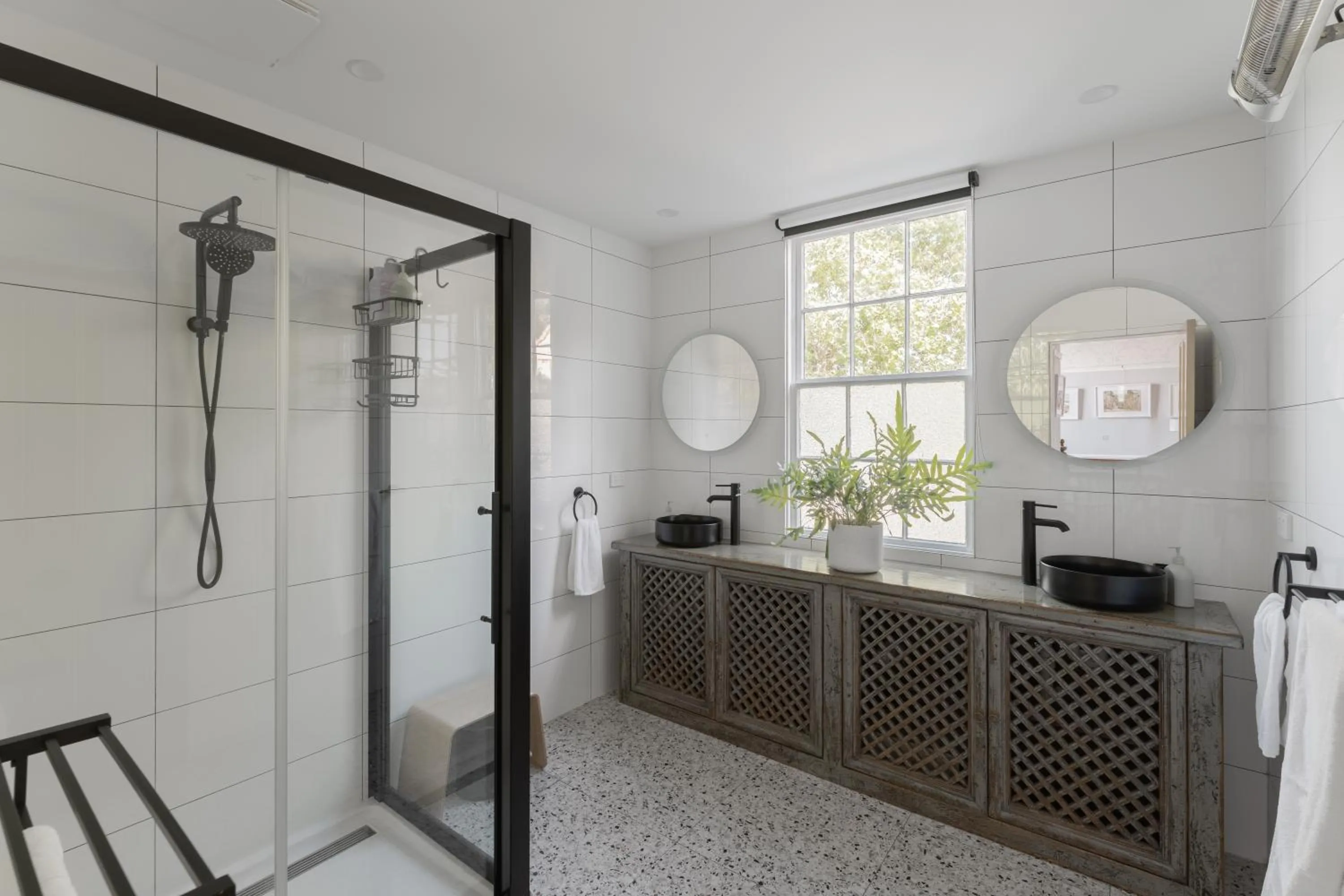 Shower in Derby Bank House- Heritage listed two bedroom old school B&B suite or a self contained cabin
