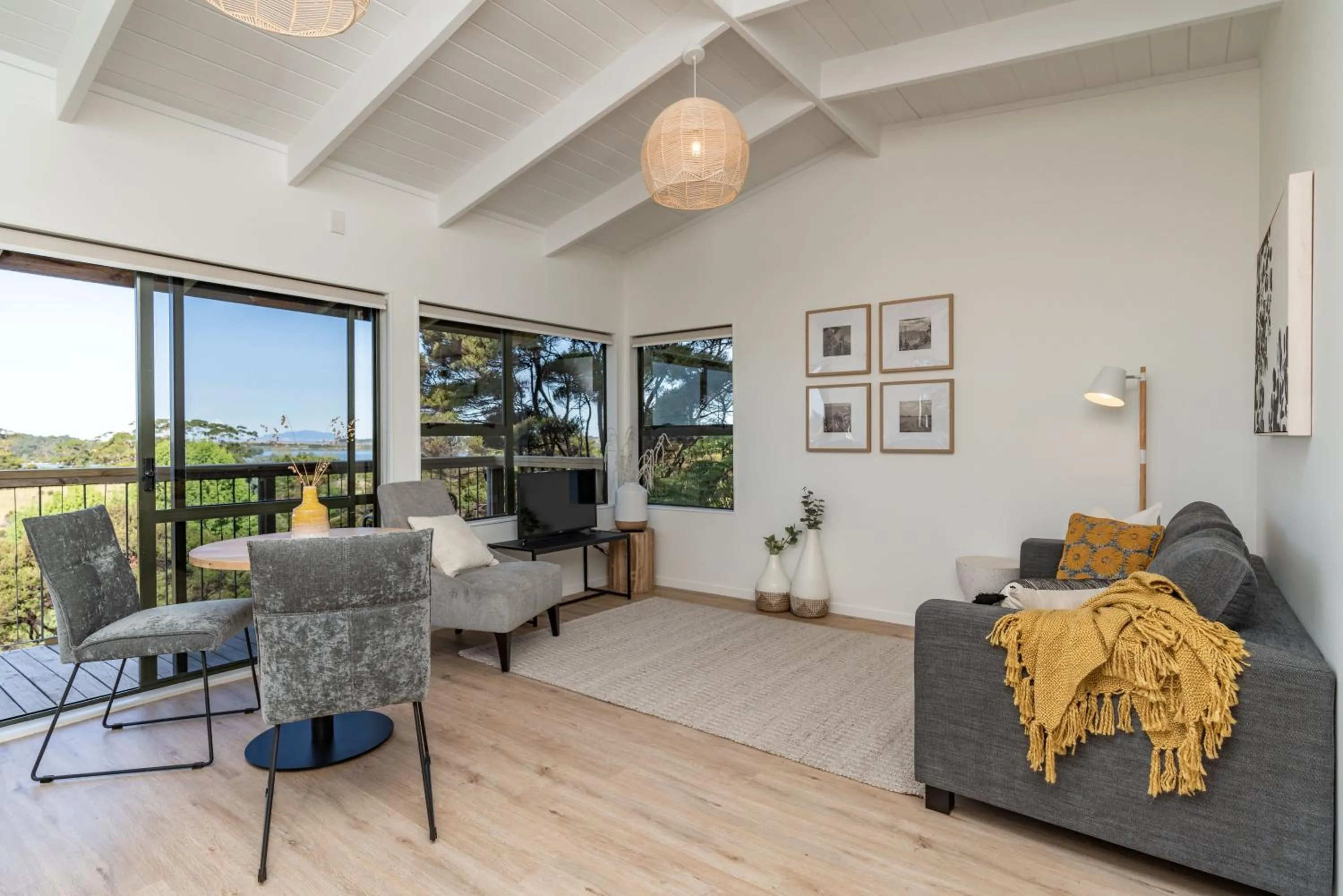 Living room in Tui & Nikau Cabins