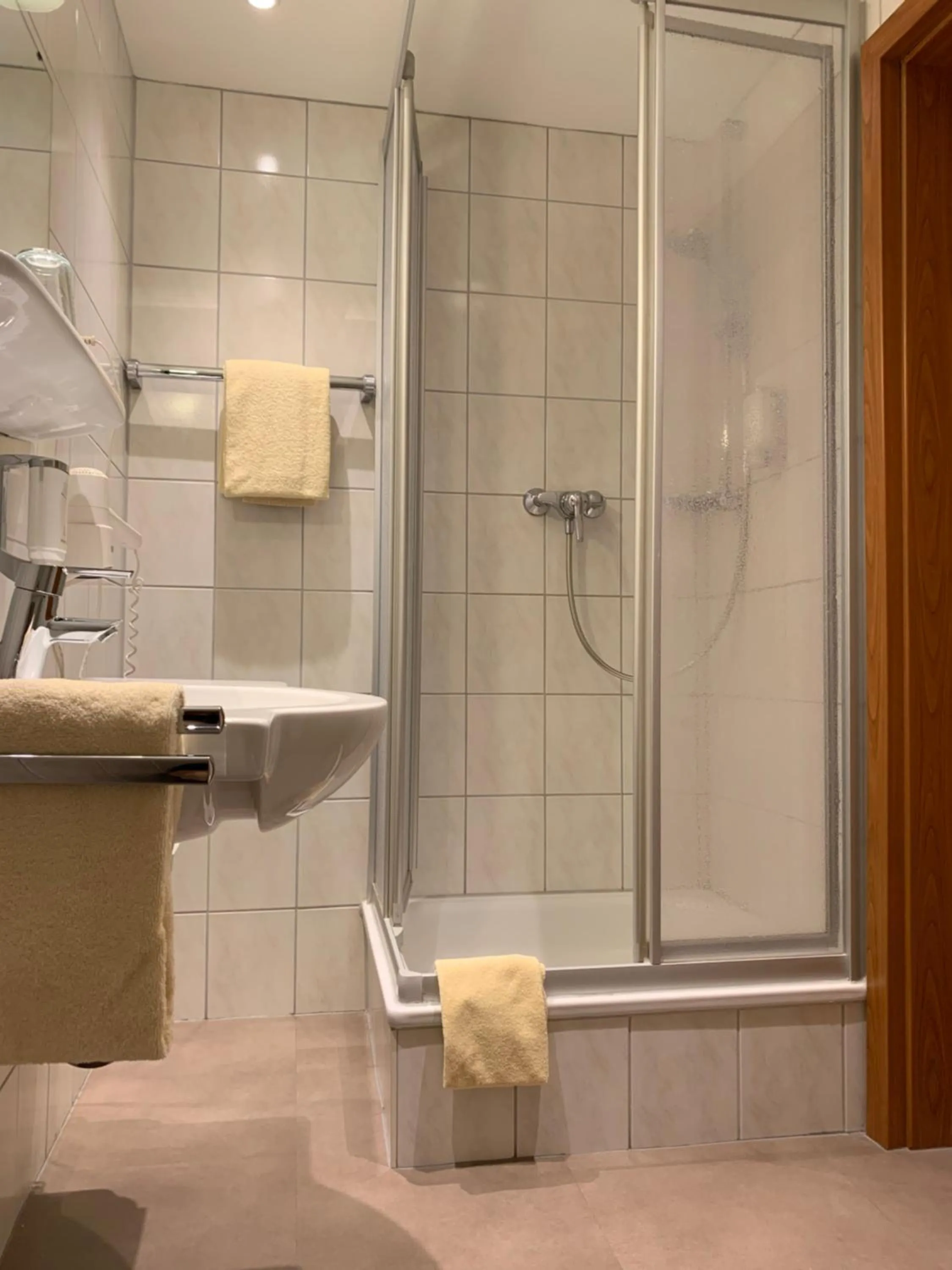 Shower in Hotel Restaurant Weihenstephaner Stuben