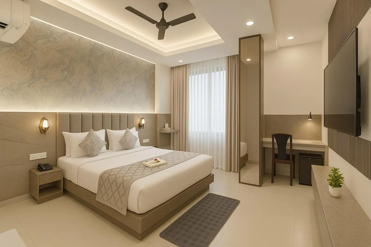 Bed in Hotel Zion Inn, Cantonment, Varanasi