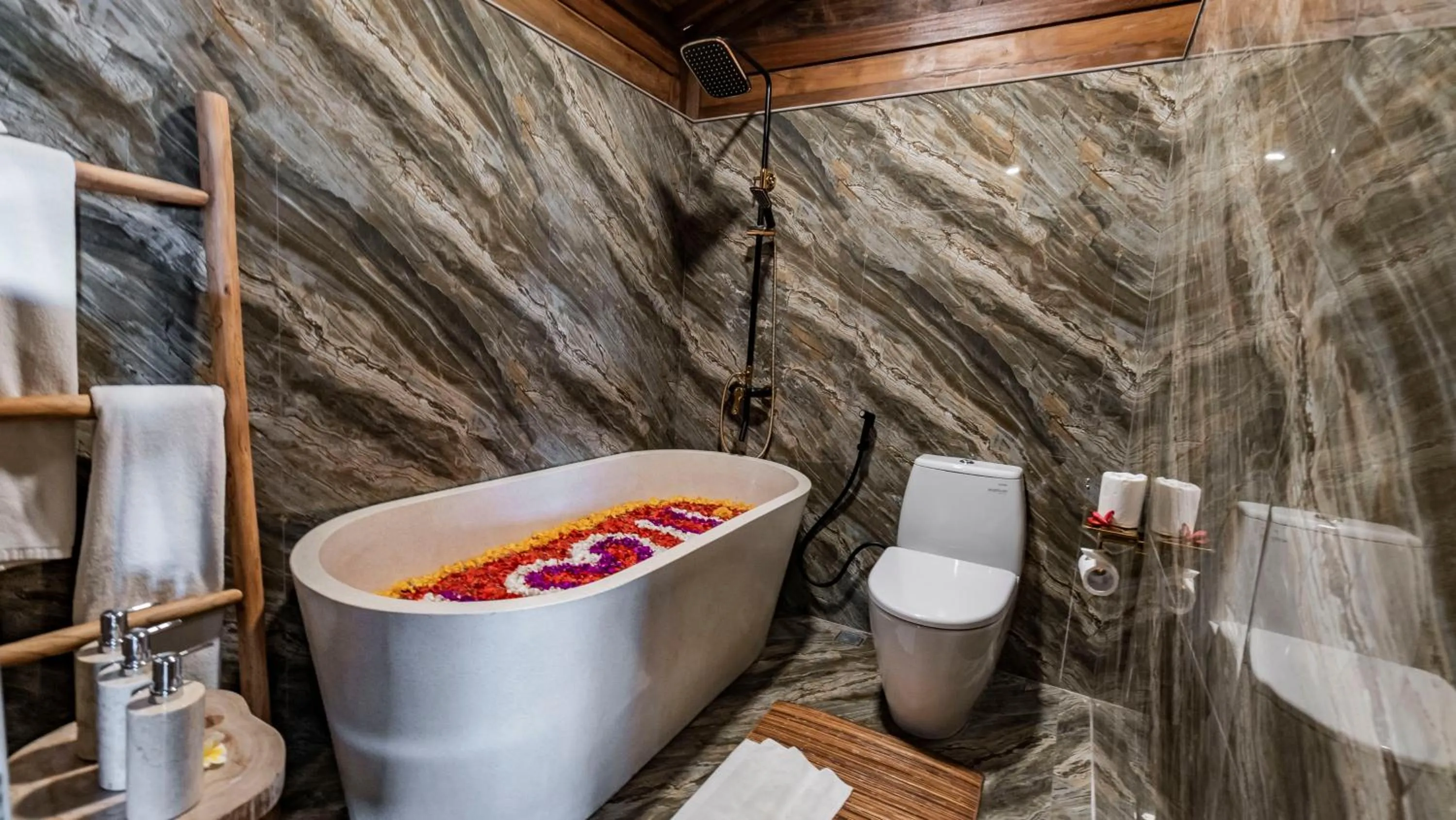 Bathroom in Kirani Joglo Villa Bali by Mahaputra