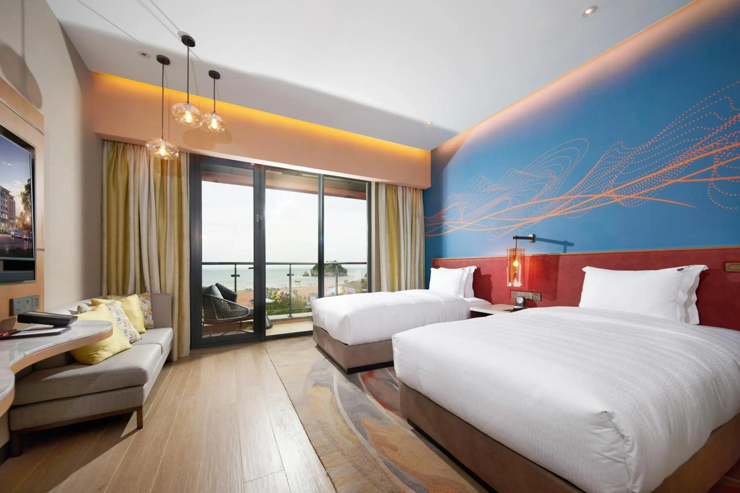 Photo of the whole room, Bed in Hard Rock Hotel Dalian Photo of the whole room, Bed in Hard Rock Hotel Dalian