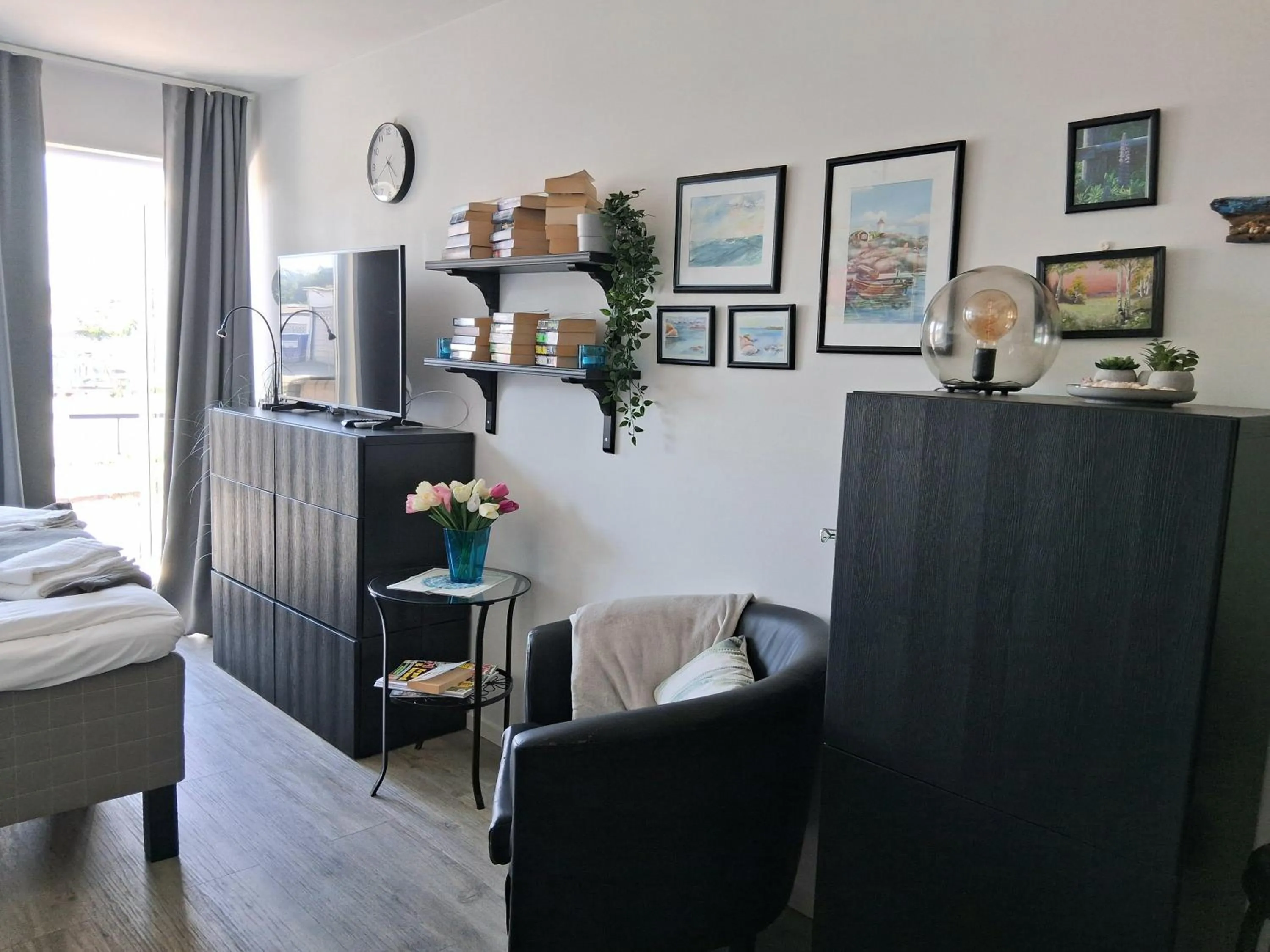 Bed in Lägenhetshotell Varvet