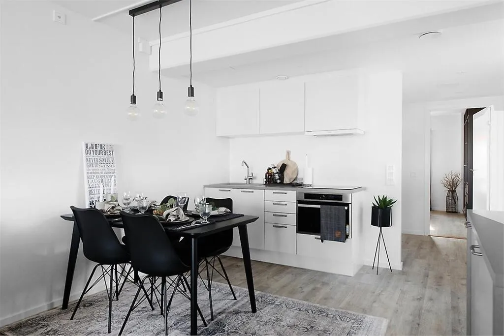 Kitchen or kitchenette in Lägenhetshotell Varvet