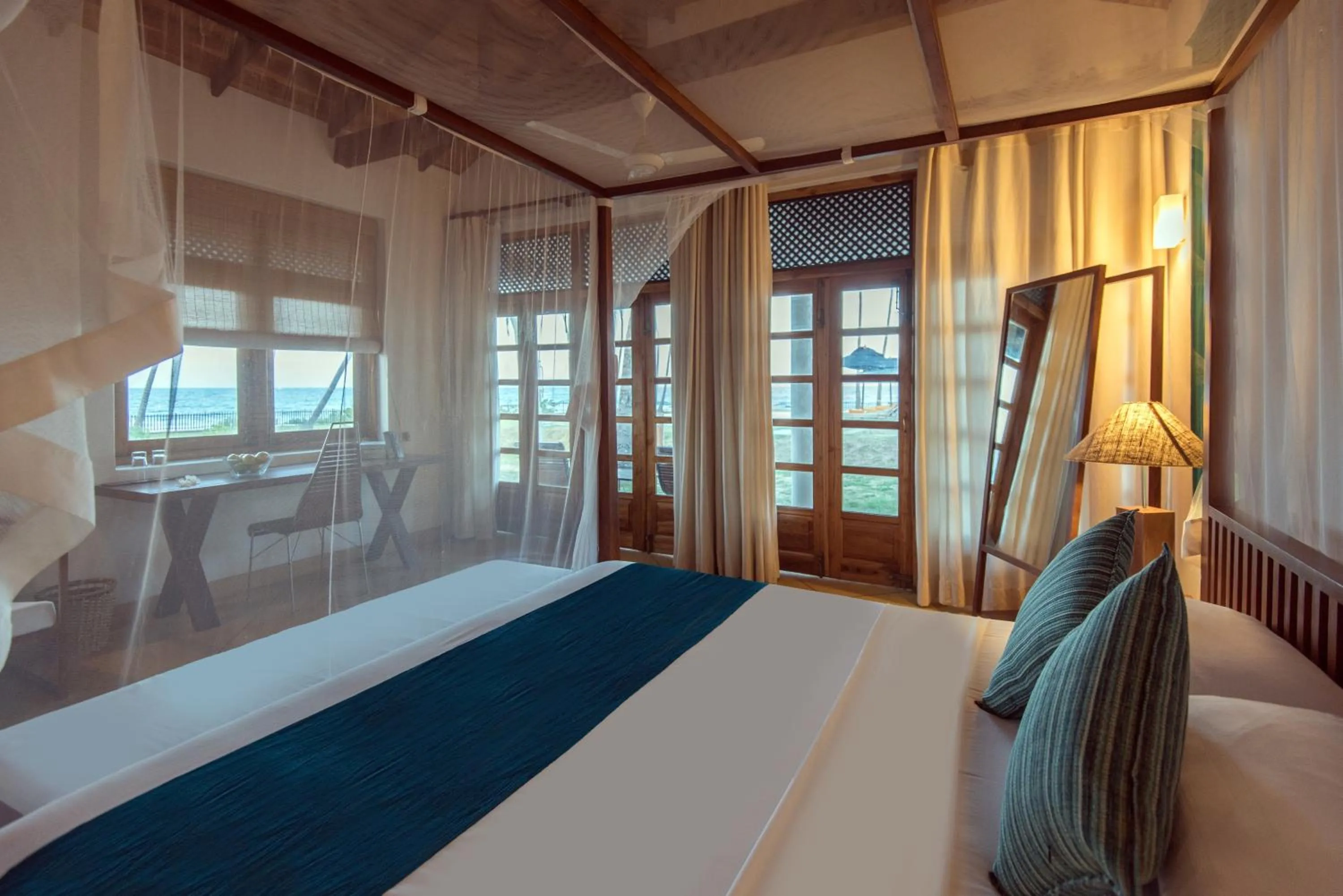 Bed in Jetwing Kottukal Beach House