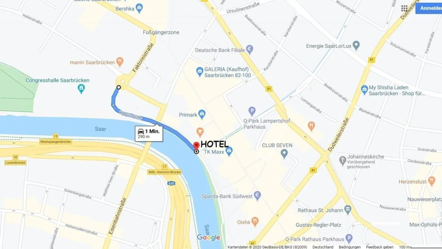 Floor plan in Hotel Stadt Hamburg am Fluss Saarbrücken