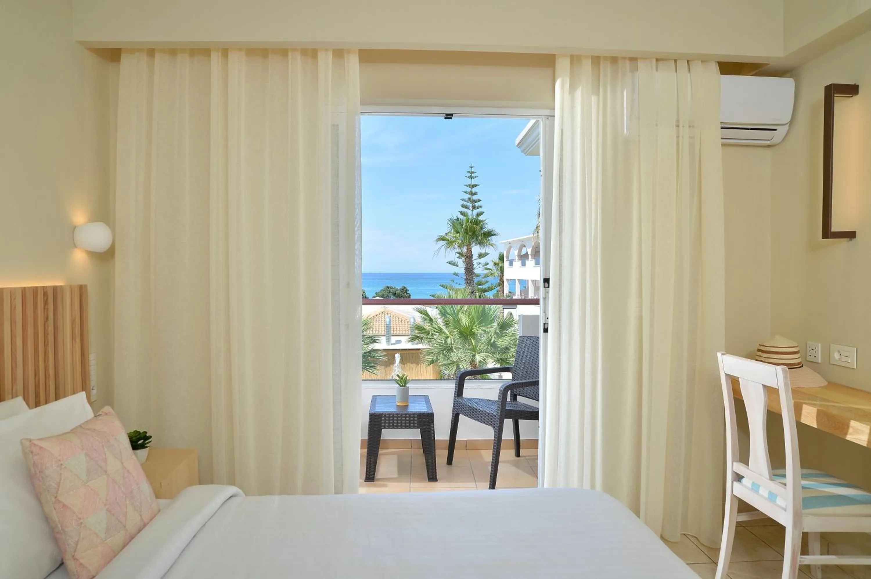Balcony/Terrace, Bed in Alykanas Beach Grand Hotel by Zante Plaza