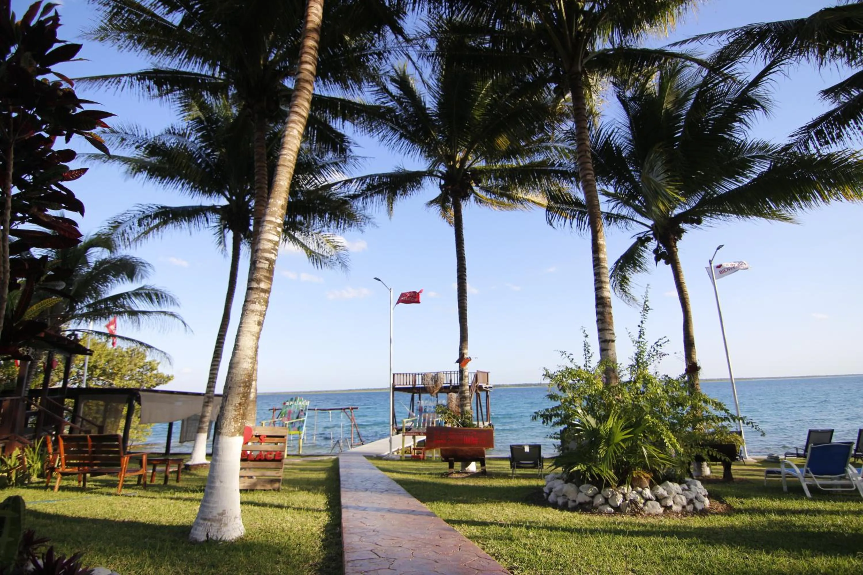 Garden in Coras Place Bacalar Lagoon front
