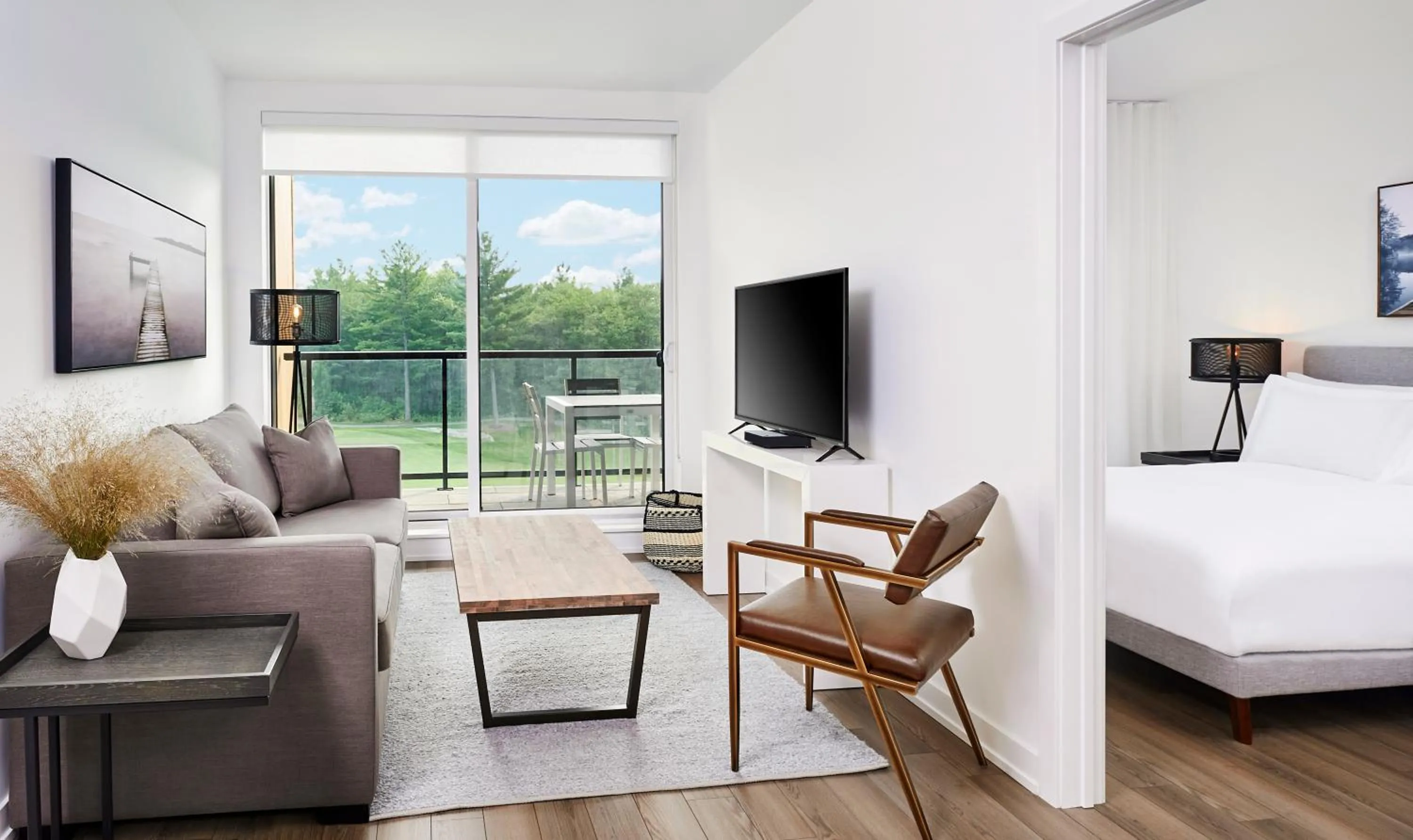 Living room, Bed in Muskoka Bay Resort