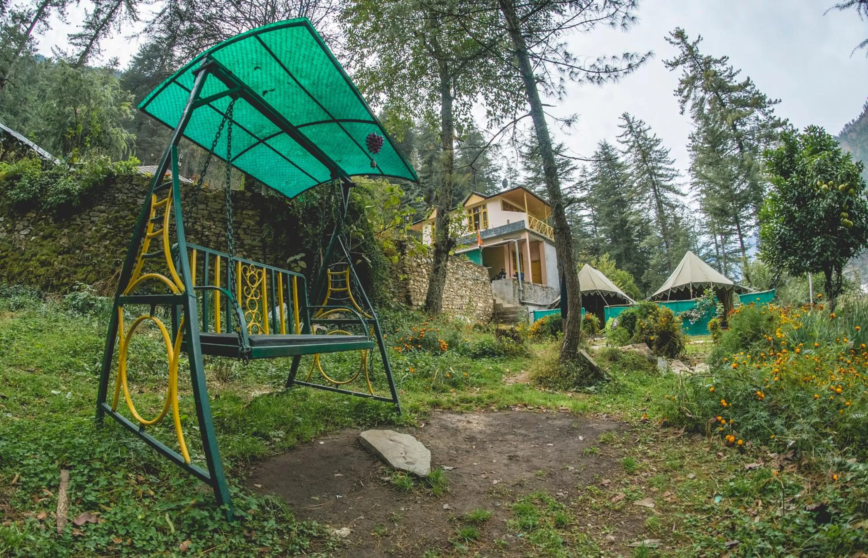 Property building in Parvati Kuteer riverside resort