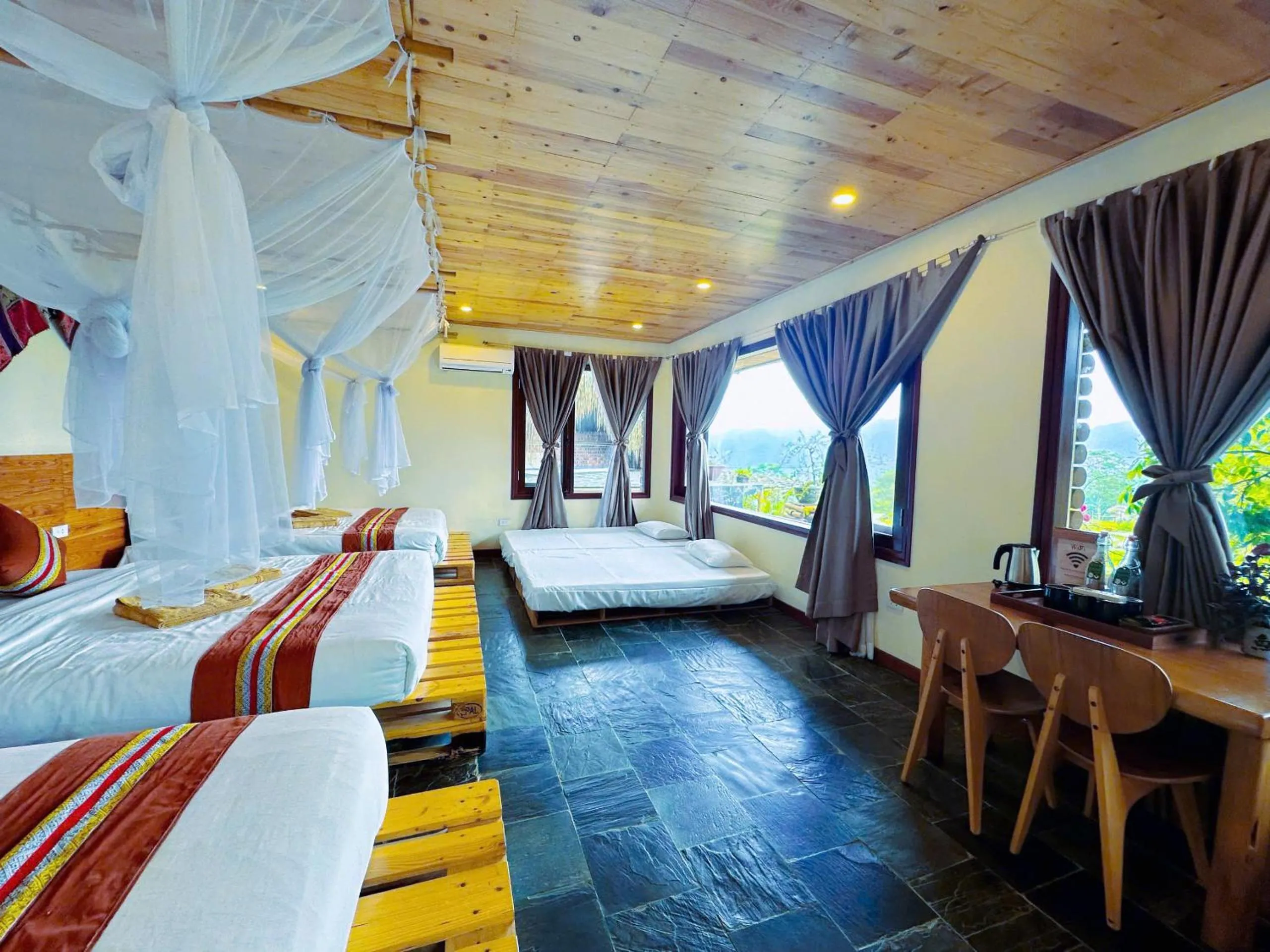 Bedroom, Bed in Pu Luong Jungle Lodge