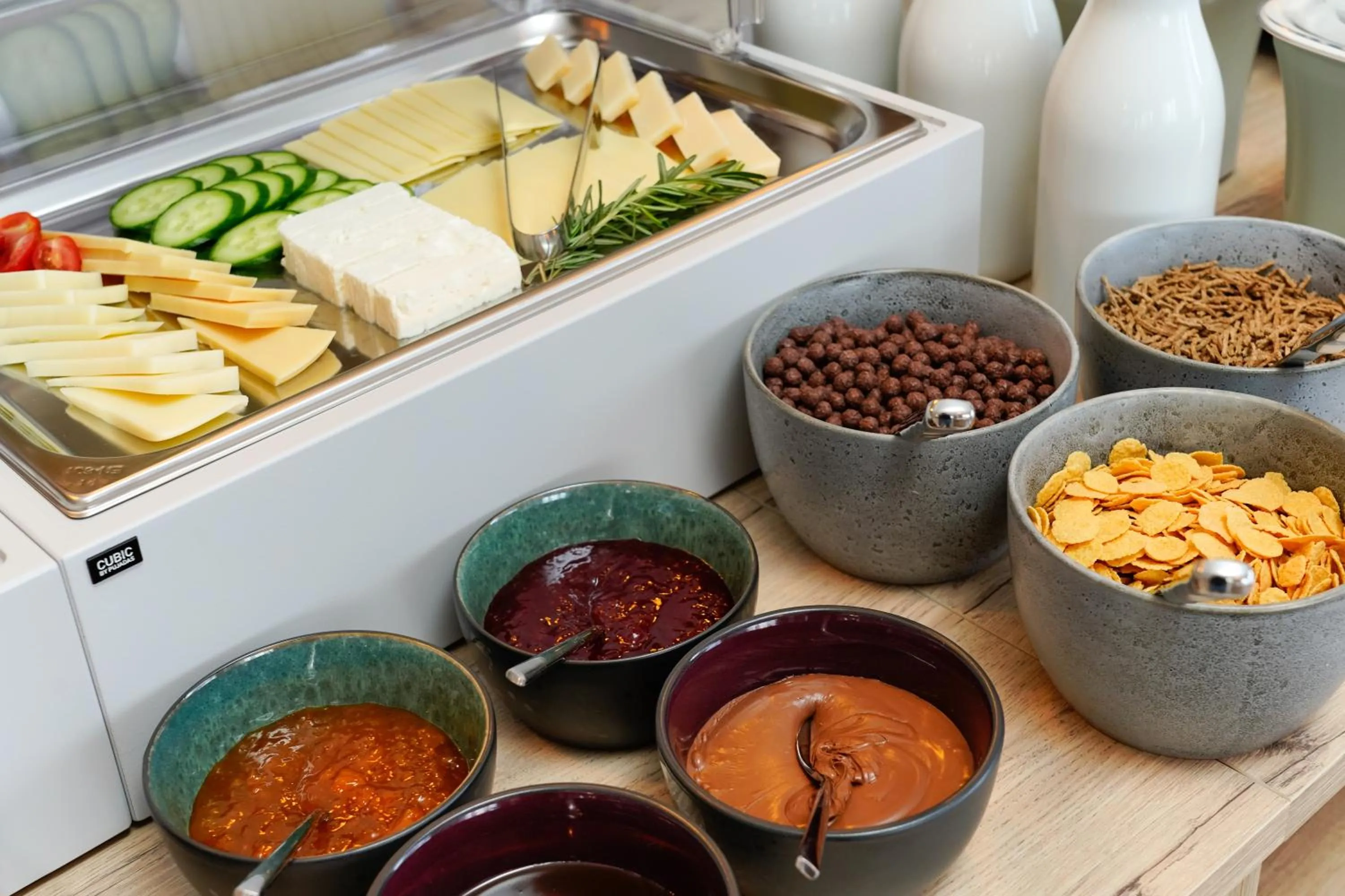 Buffet breakfast in Nefeli Fresh Hotel by Del Mare