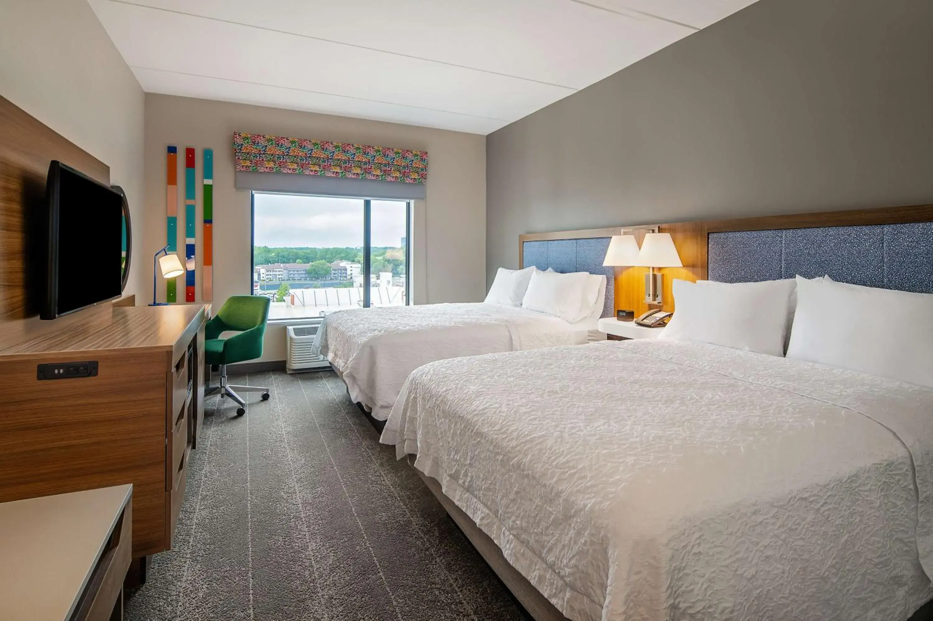 Queen Room with Two Queen Beds - Hearing Access/Non-Smoking in Hampton Inn & Suites Raleigh Midtown, NC Queen Room with Two Queen Beds - Hearing Access/Non-Smoking in Hampton Inn & Suites Raleigh Midtown, NC