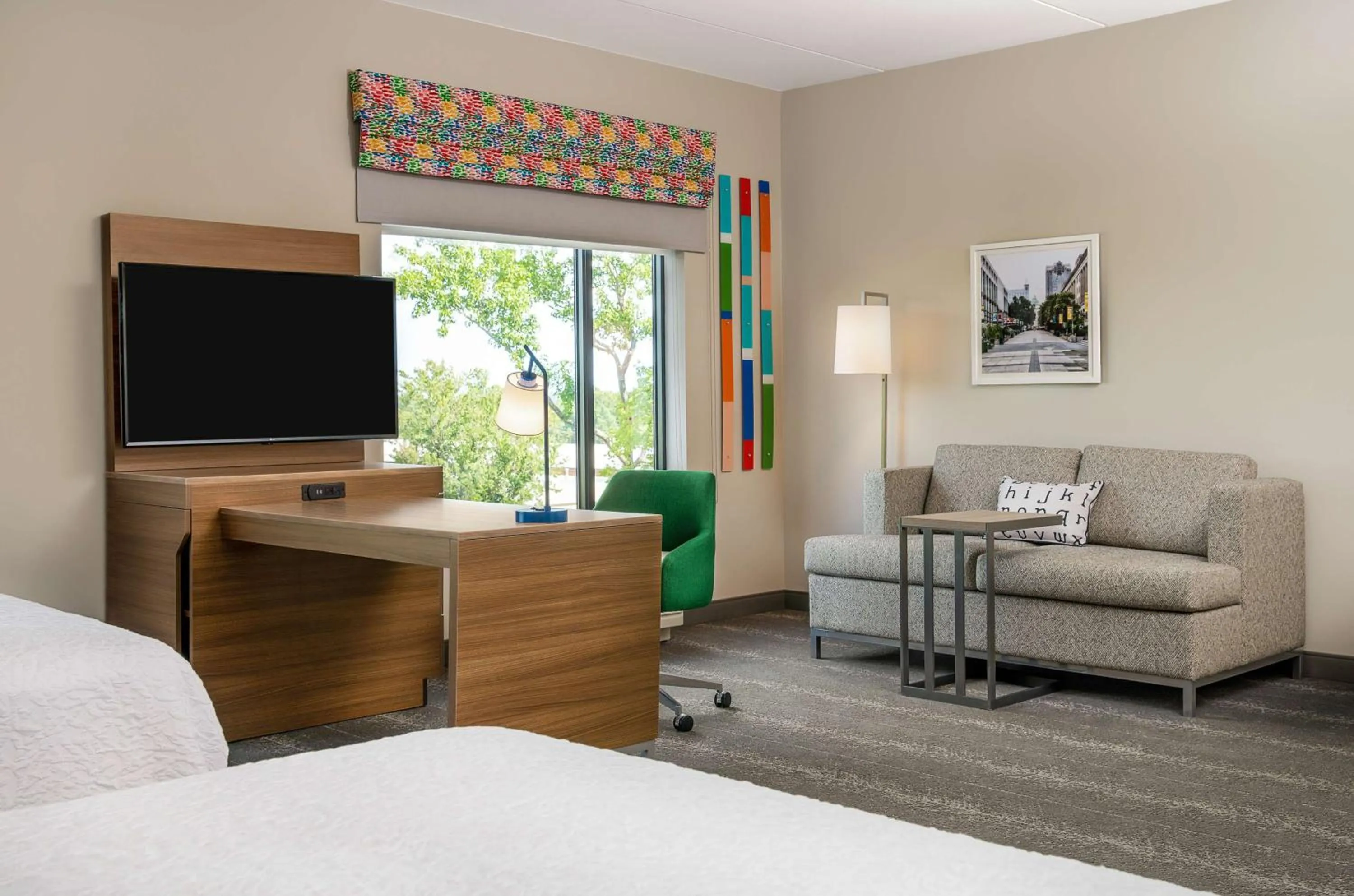 View (from property/room), Bed in Hampton Inn & Suites Raleigh Midtown, NC