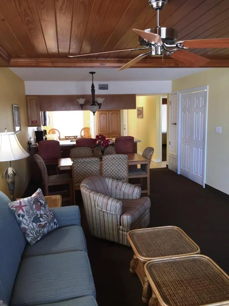 Living room in GetAways at Soundside Holiday Beach Resort