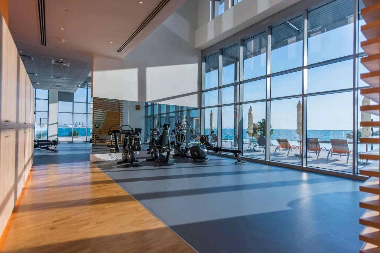 Fitness centre/facilities in Lavish & Equipped oceanfront 2 BR facing Ain Dubai
