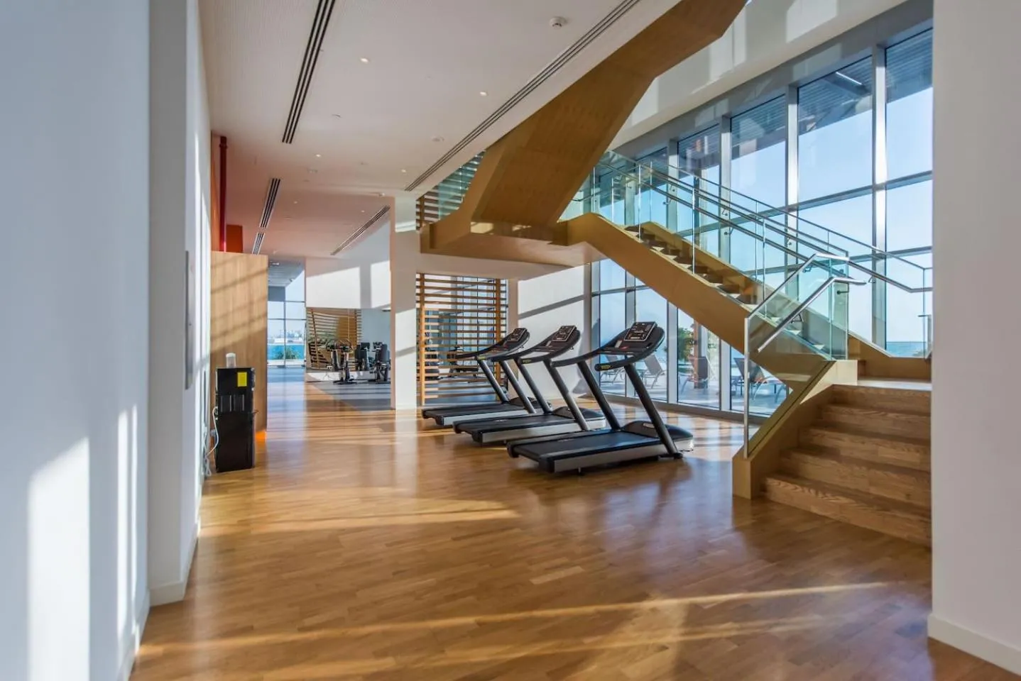 Fitness centre/facilities in Lavish & Equipped oceanfront 2 BR facing Ain Dubai
