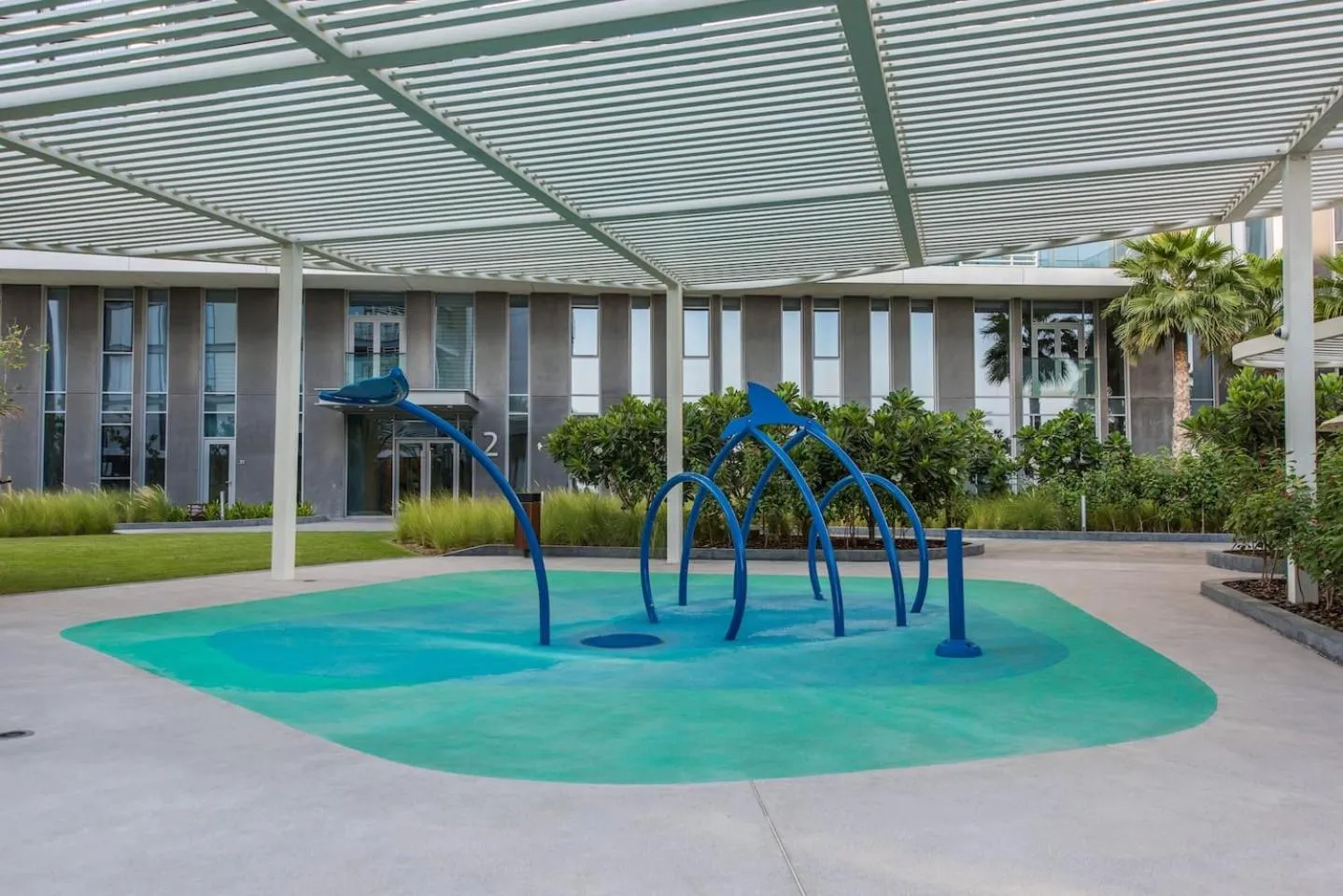 Children play ground in Lavish & Equipped oceanfront 2 BR facing Ain Dubai