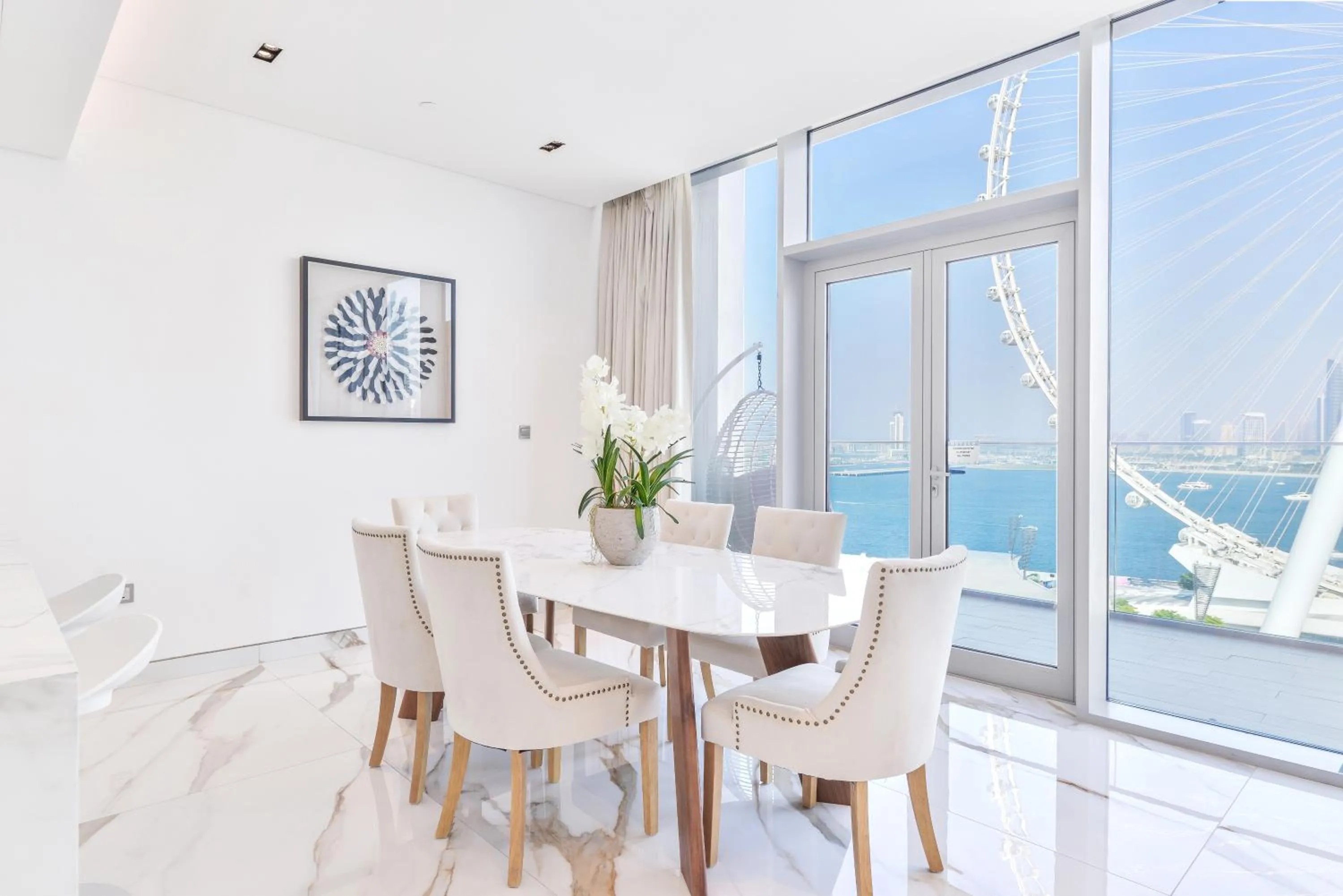 Living room in Lavish & Equipped oceanfront 2 BR facing Ain Dubai
