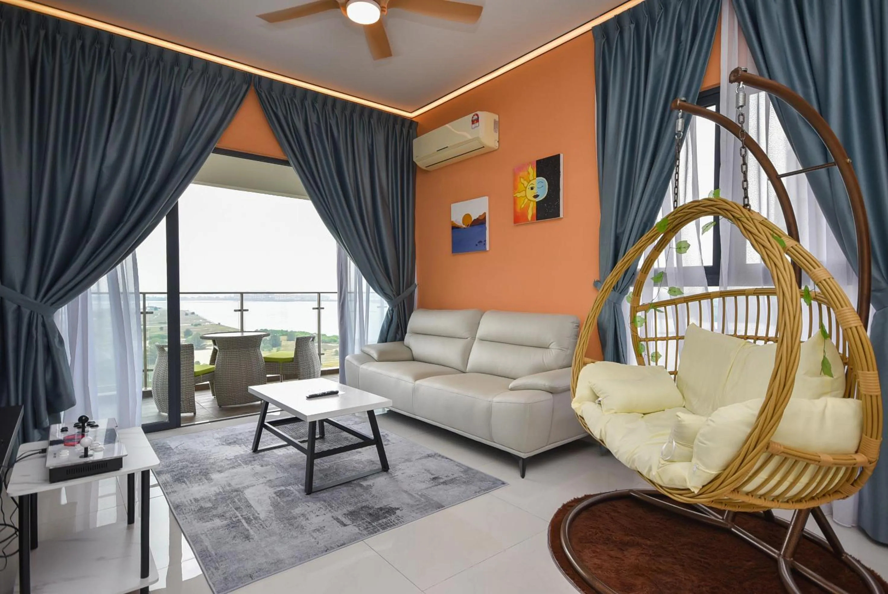 Living room, Bed in Country Garden Seaview Suite by Nest Home at Danga Bay