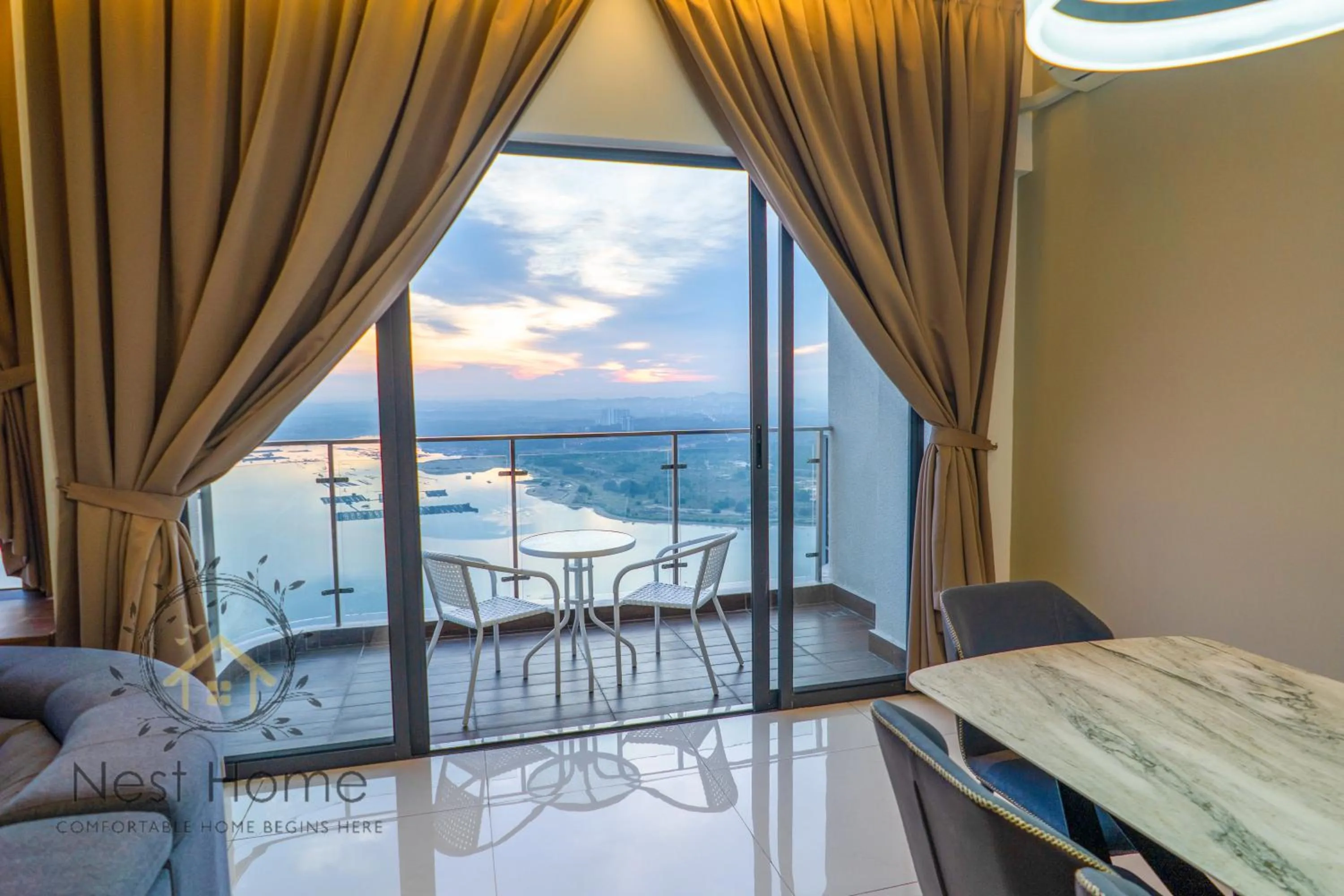 Balcony/Terrace, Bed in Country Garden Seaview Suite by Nest Home at Danga Bay