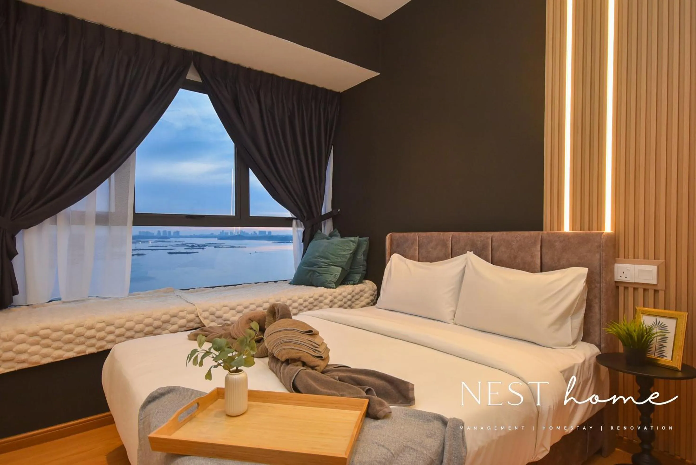 Bed in Country Garden Seaview Suite by Nest Home at Danga Bay