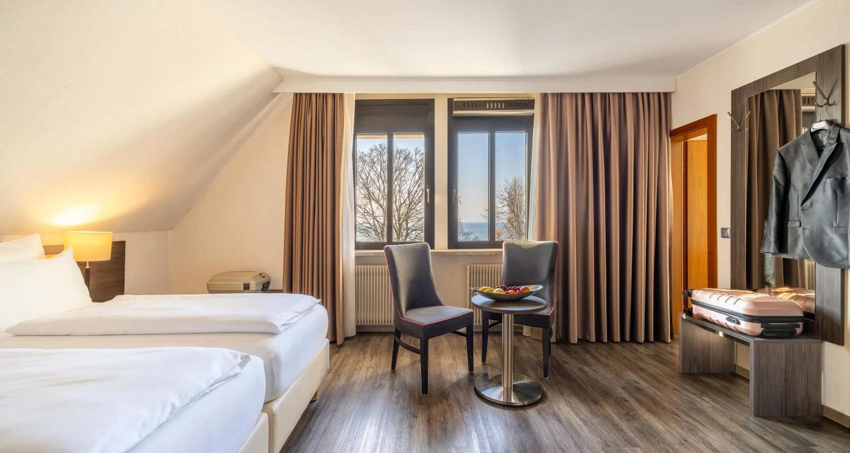 View (from property/room), Bed in PLAZA Hotel Buchhorner Hof