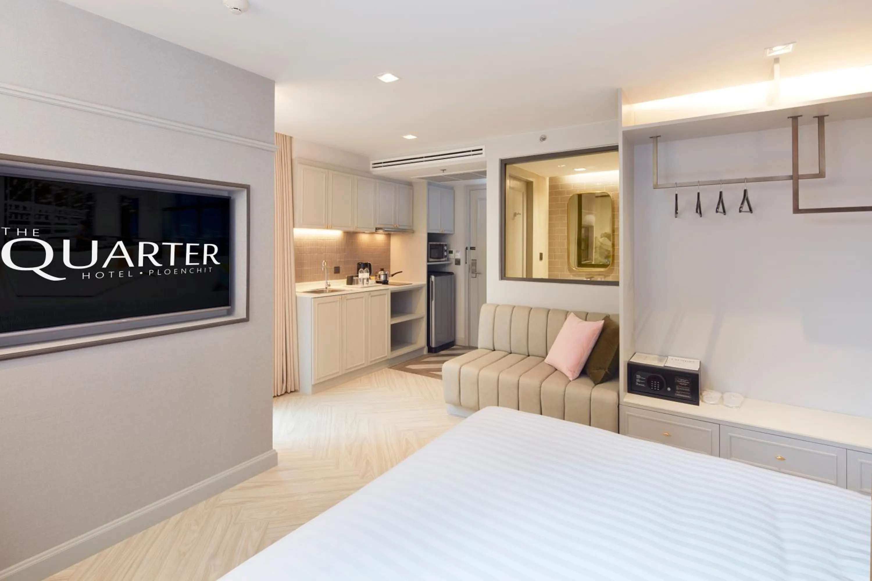 Kitchen or kitchenette, Bed in The Quarter Ploenchit by UHG