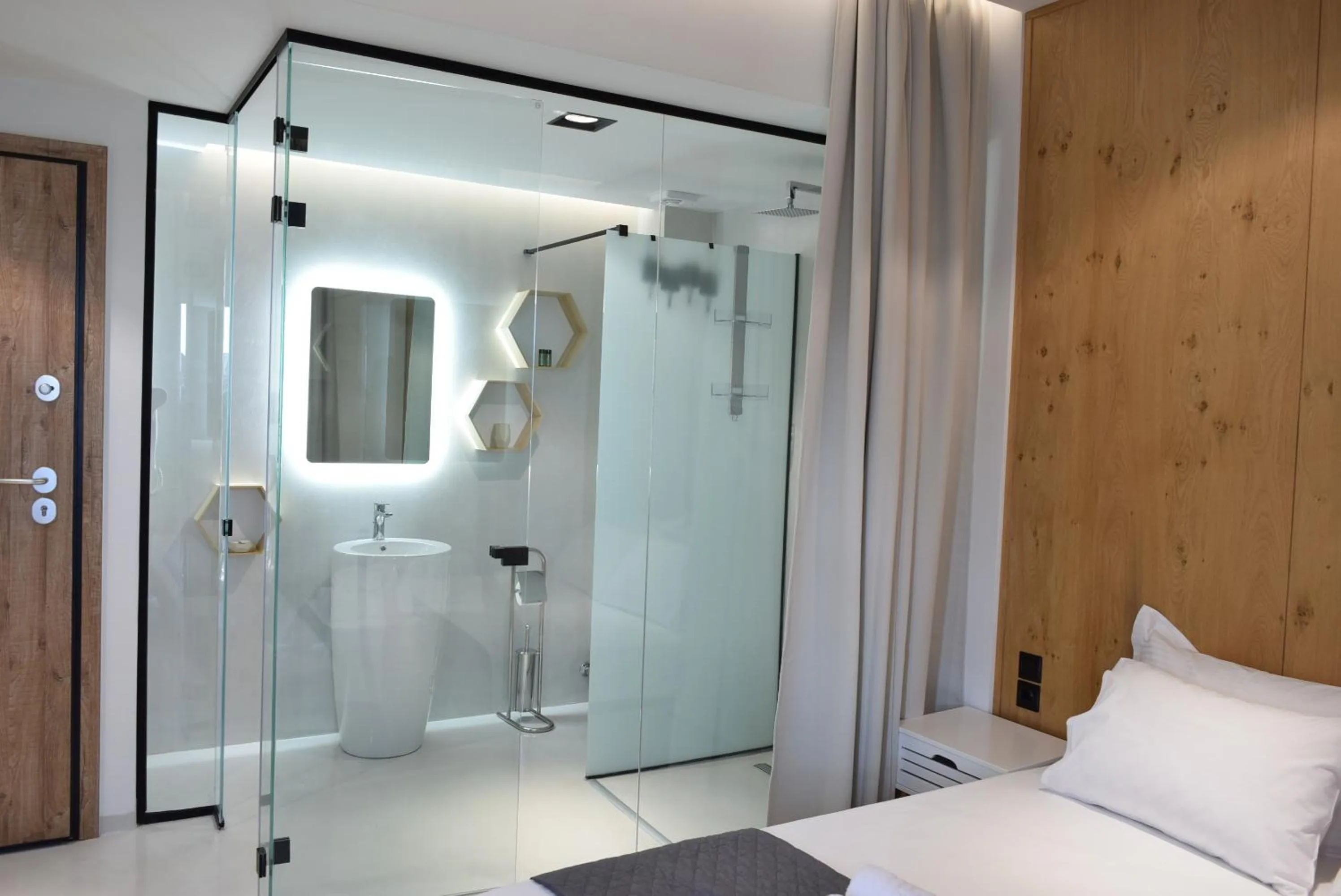 Bathroom, Bed in Vrachos Lofts