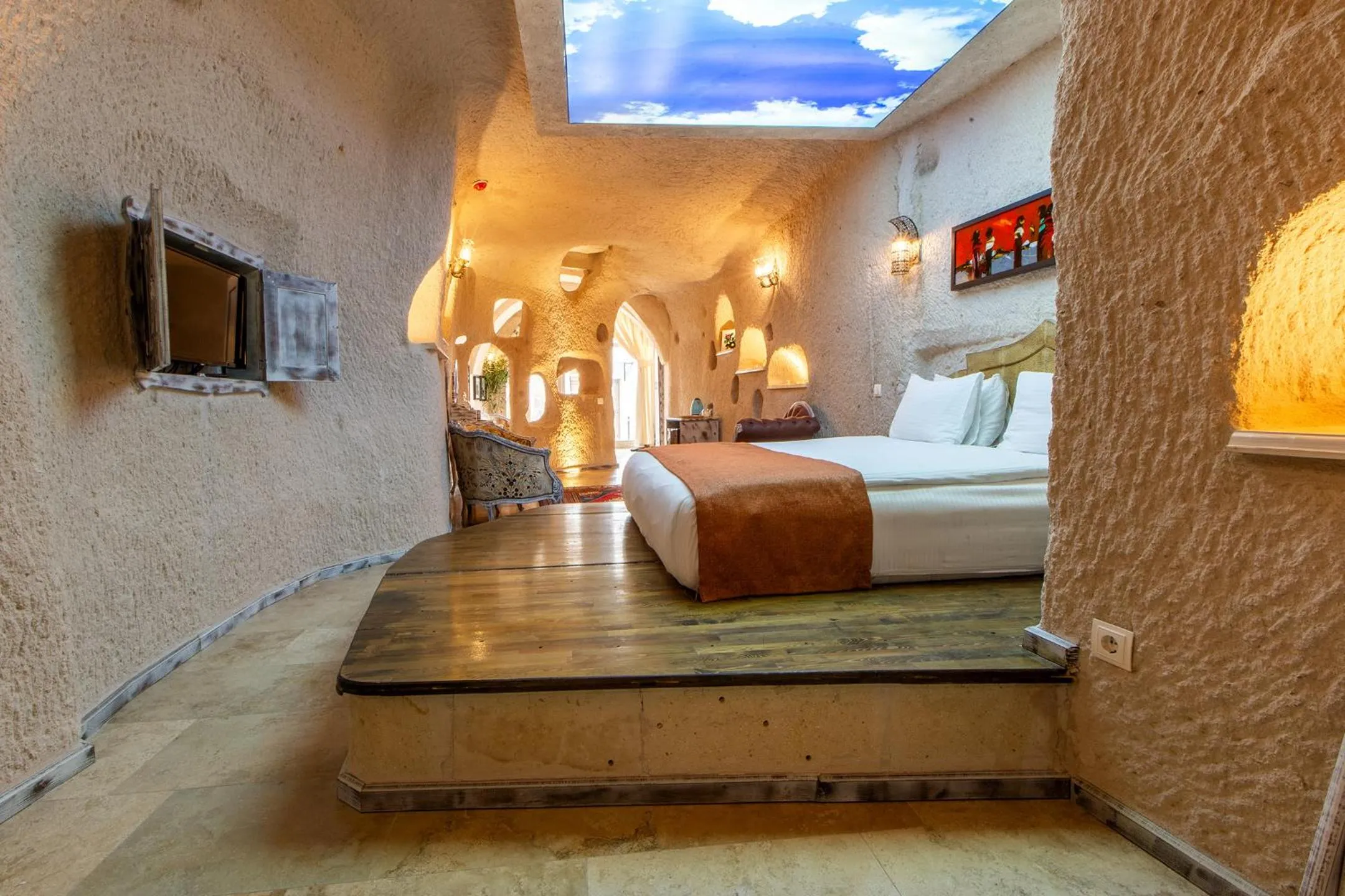 Bed in Karlık Cave Suite Cappadocia