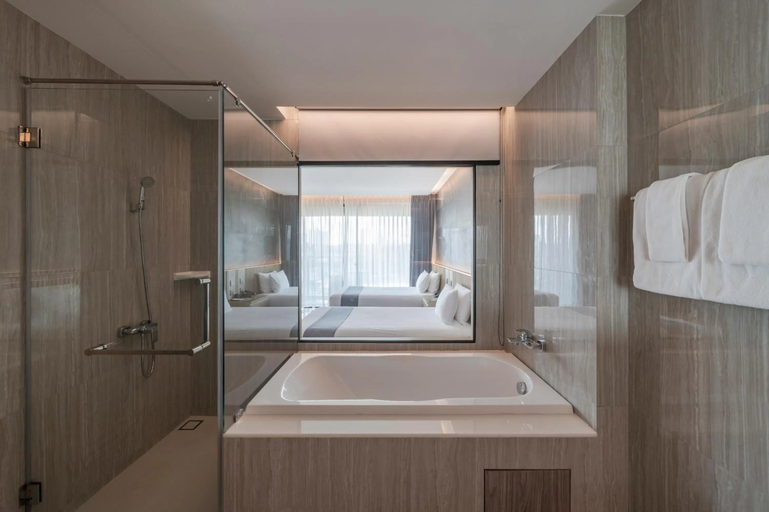 Bathroom, Bed in Mandarin Eastville, Pattaya - SHA Extra Plus