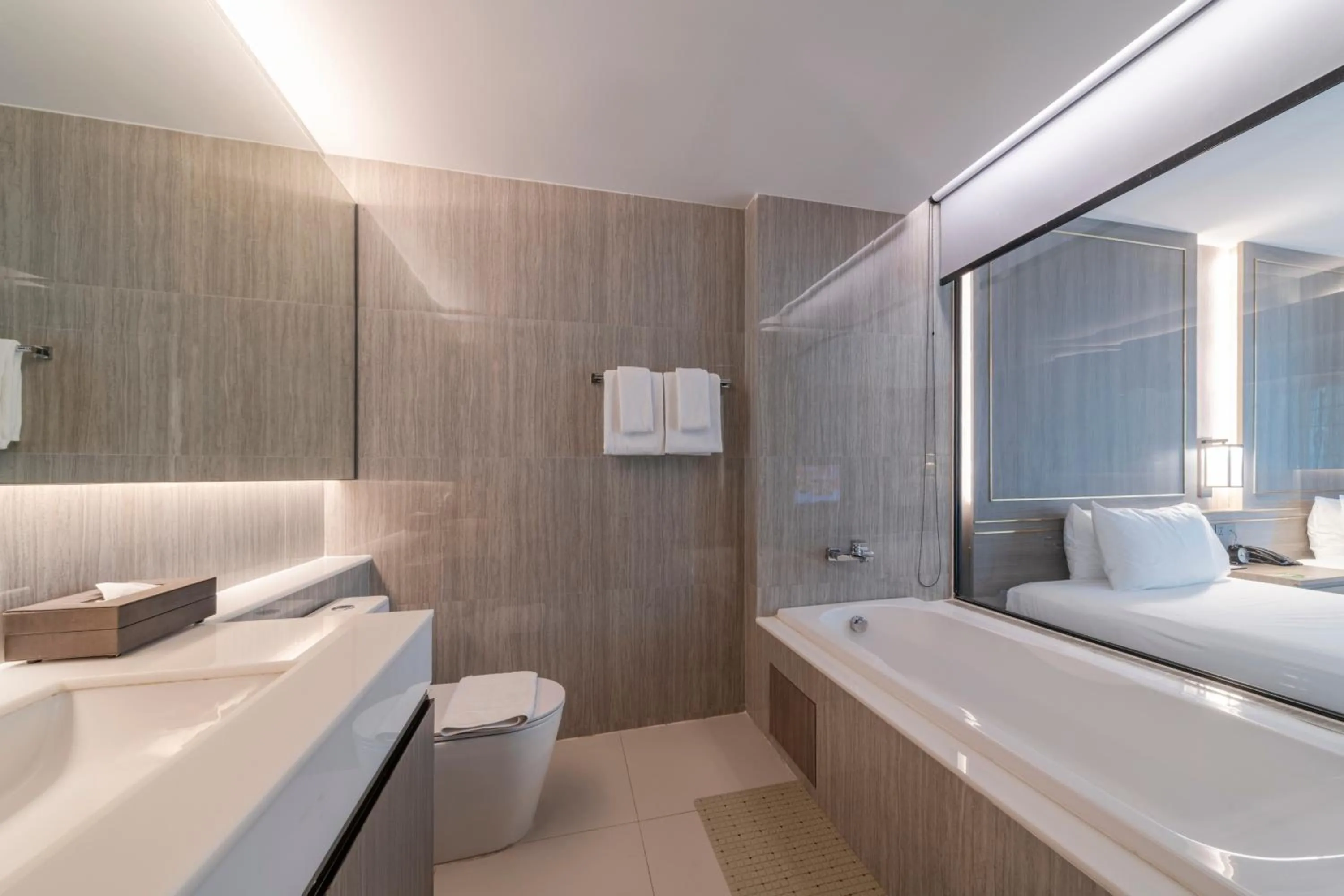 Bathroom, Bed in Mandarin Eastville, Pattaya - SHA Extra Plus