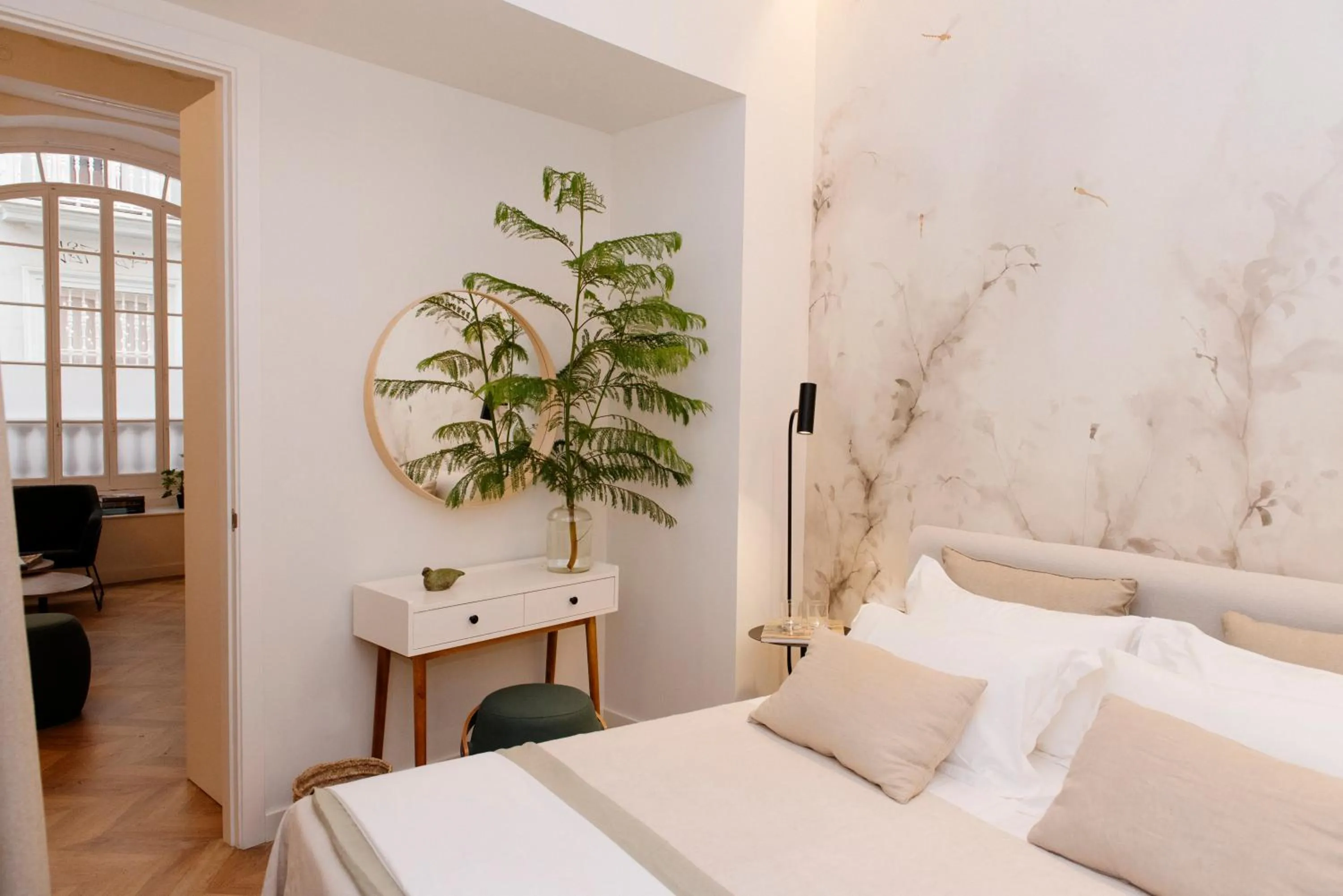 Bedroom, Bed in Plaza Mina Suites - Adults Recommended by Luxury Suites Cadiz