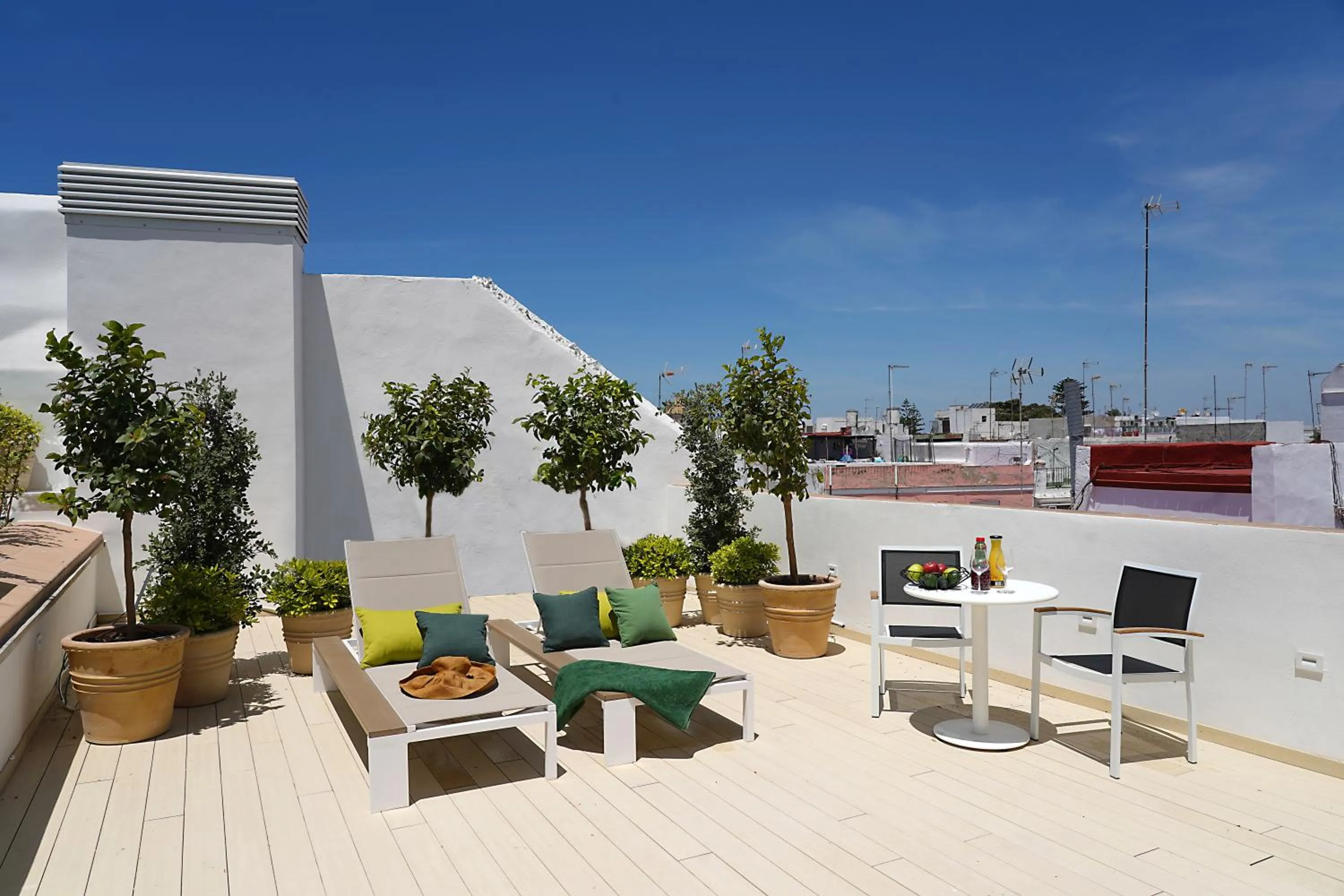 Balcony/Terrace in Plaza Mina Suites - Adults Recommended by Luxury Suites Cadiz