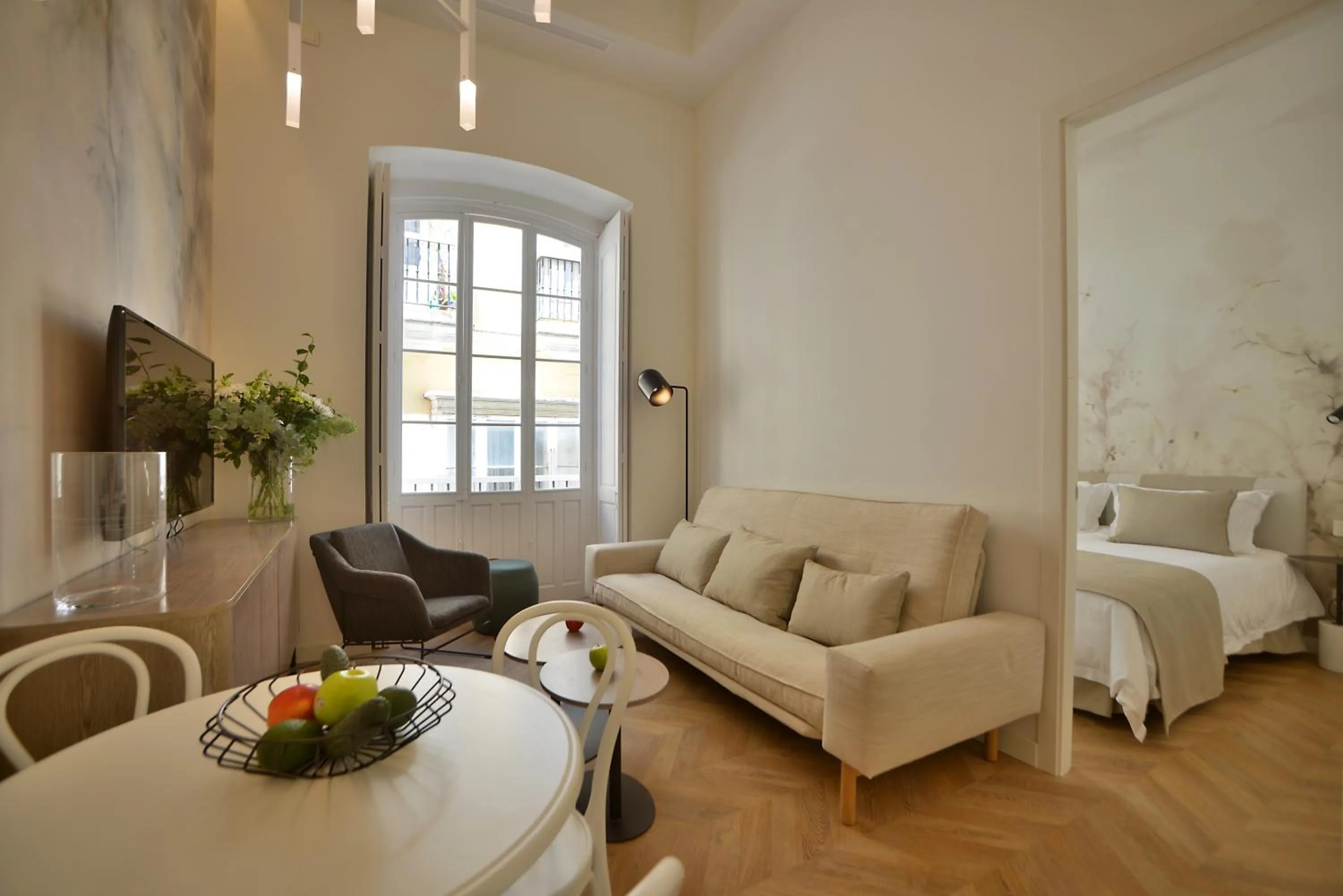 Living room in Plaza Mina Suites - Adults Recommended by Luxury Suites Cadiz