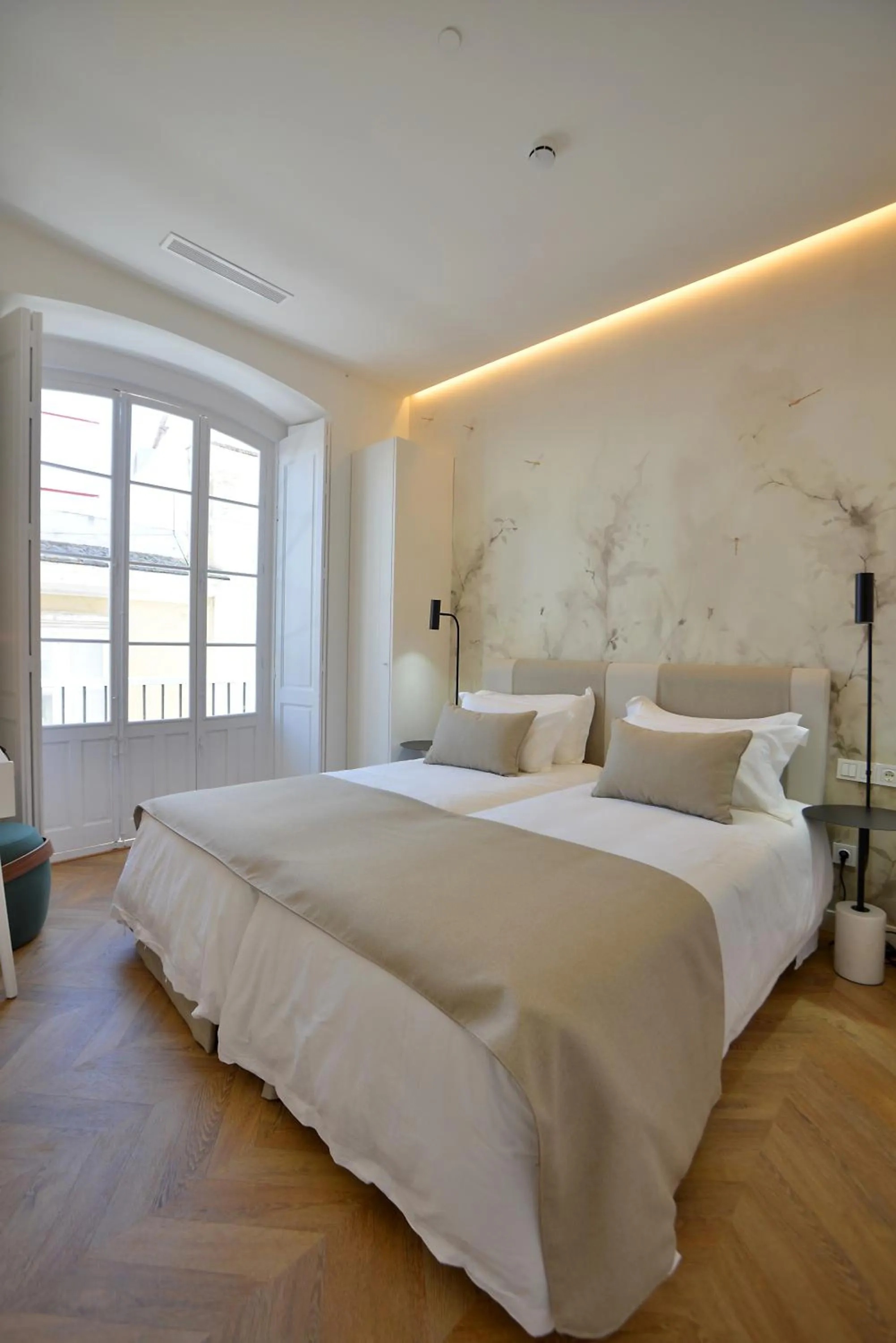 Bedroom, Bed in Plaza Mina Suites - Adults Recommended by Luxury Suites Cadiz