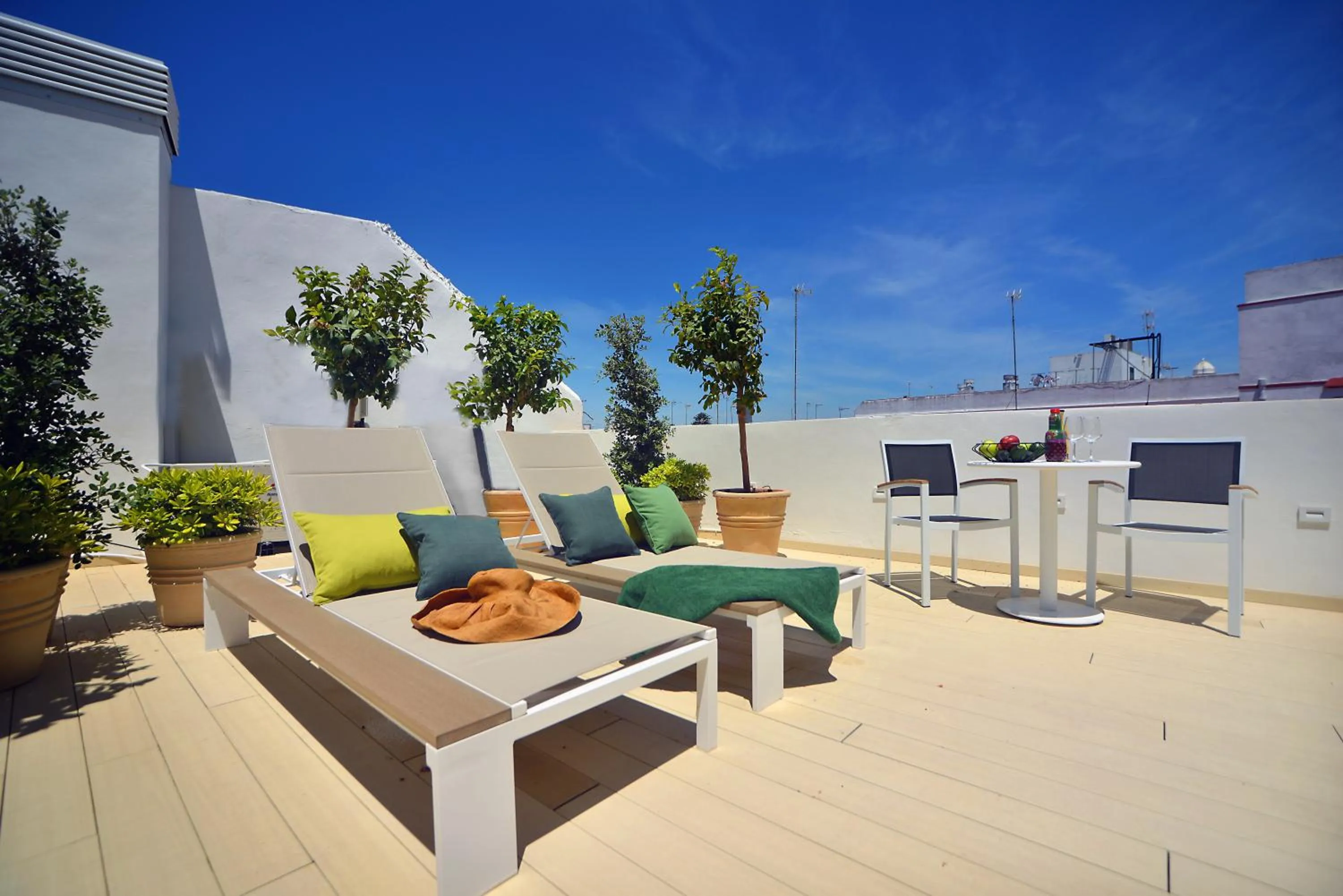 Balcony/Terrace in Plaza Mina Suites - Adults Recommended by Luxury Suites Cadiz